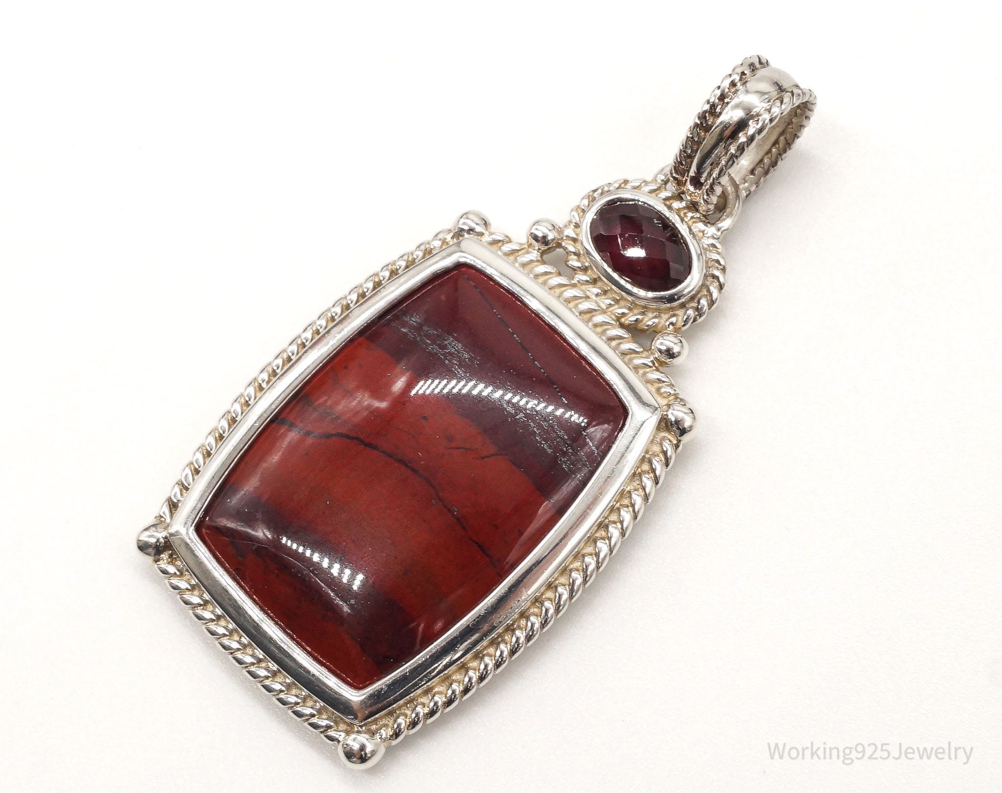 Large Designer Whitney Kelly Red Jasper Garnet Sterling Silver Pendant