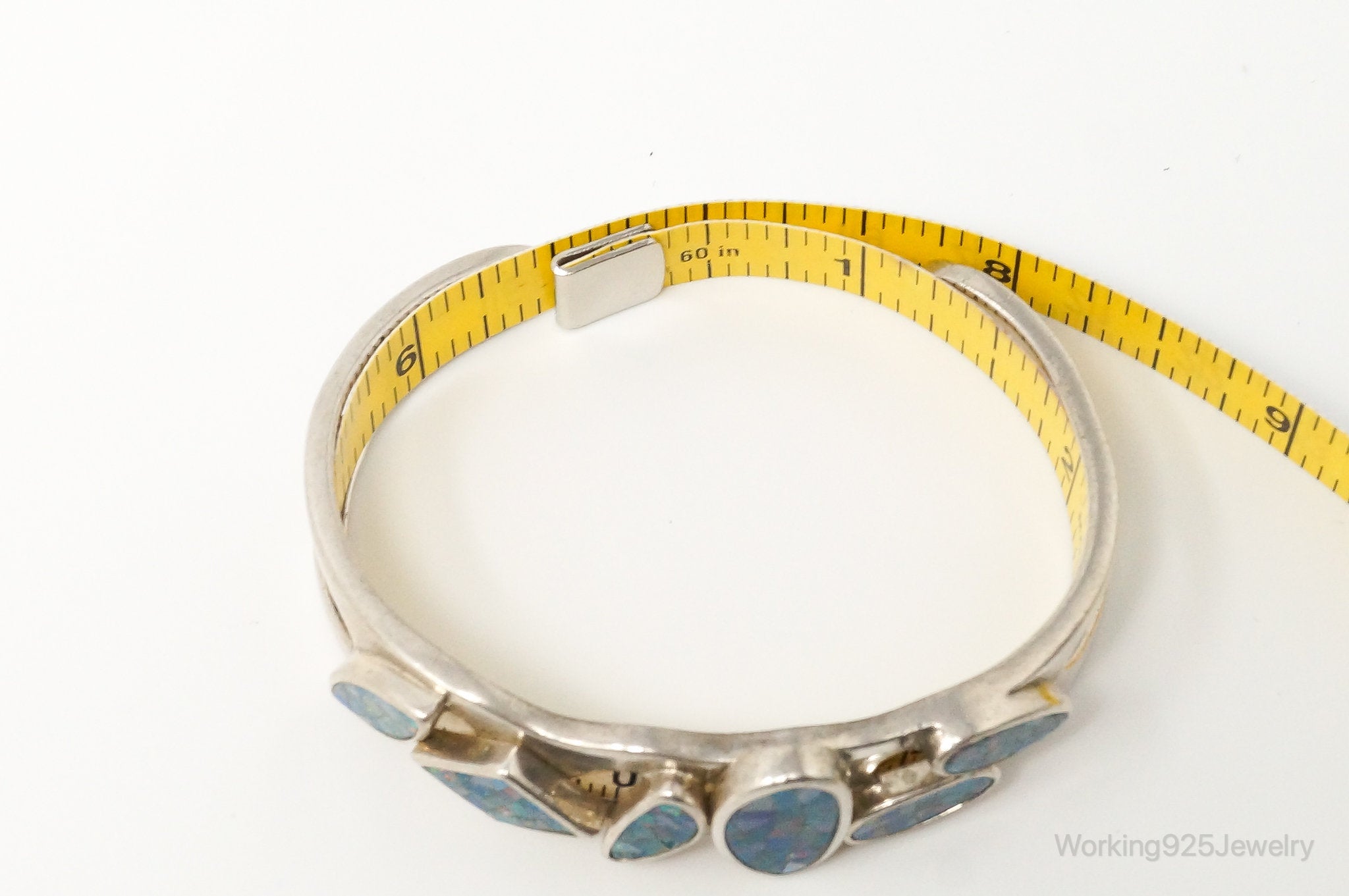 Vintage Designer Whitney Kelly WK Blue Fire Opal Sterling Silver Bracelet