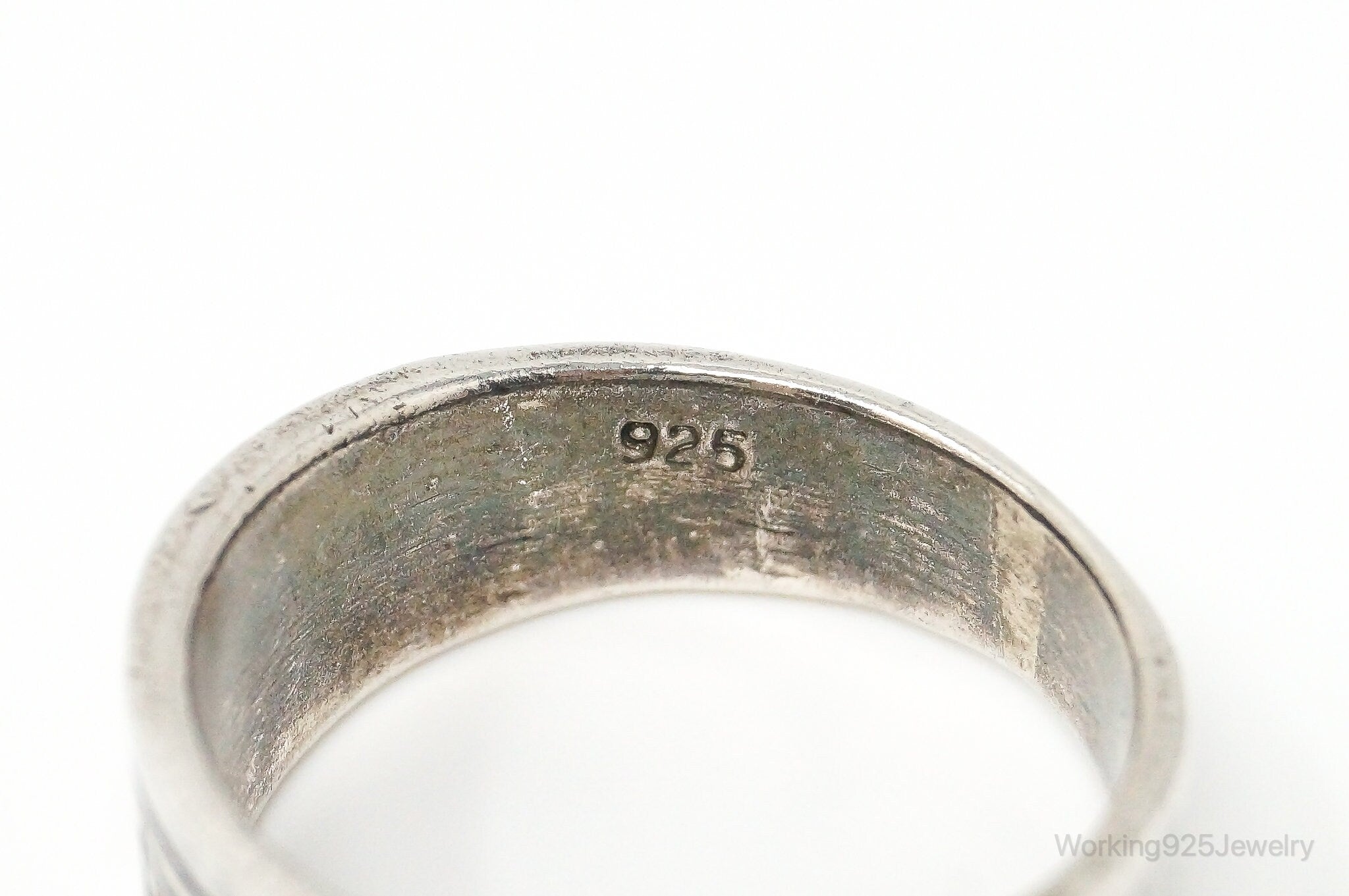 Vintage Greek Key Design Sterling Silver Band Ring Size 8.75