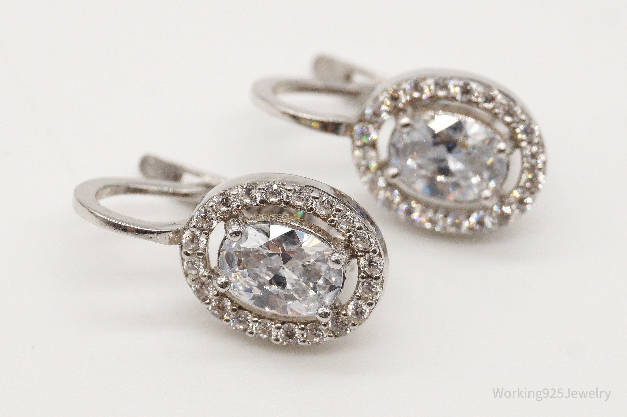 Vintage Cubic Zirconia Sterling Silver Earrings