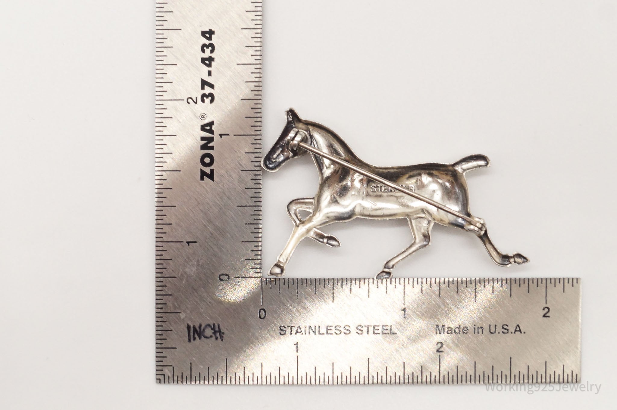 Antique Horse Sterling Silver Brooch Pin