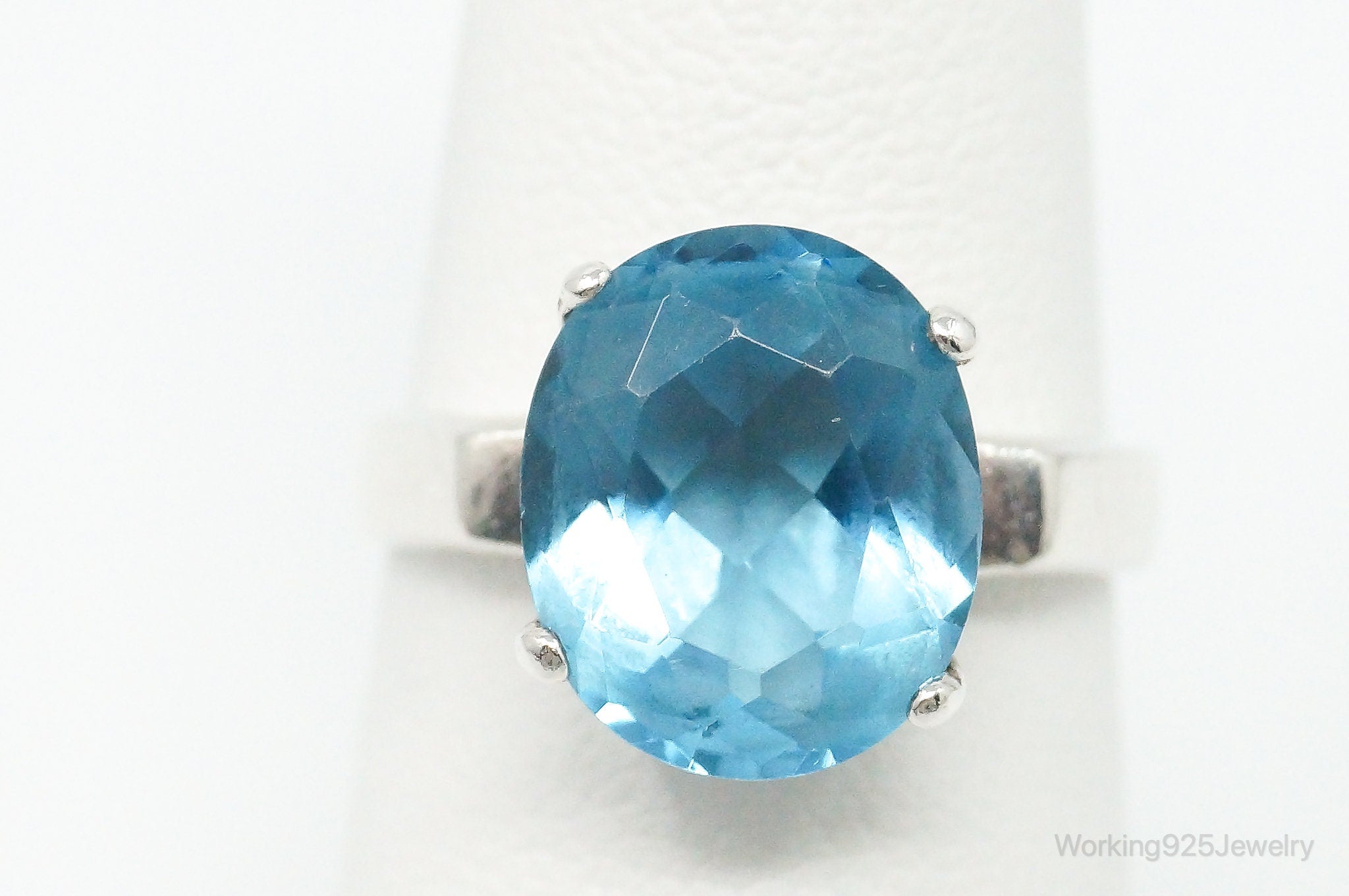 Vintage Blue Topaz Sterling Silver Ring - Size 6.75