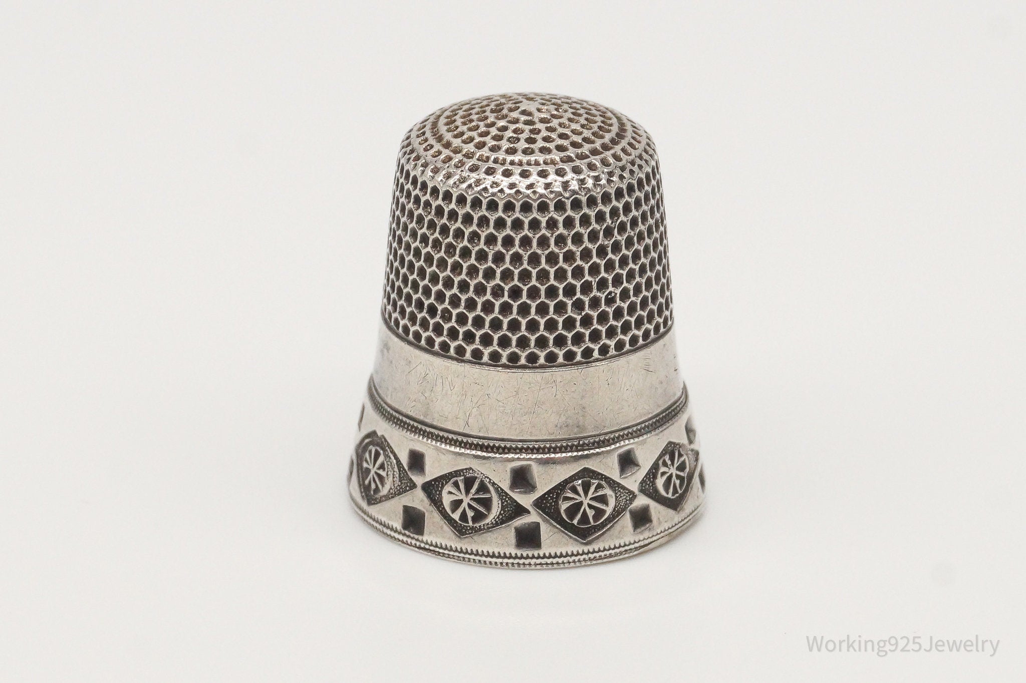 Antique Simons Bros & Co Dome Sterling Silver Thimble Size 12