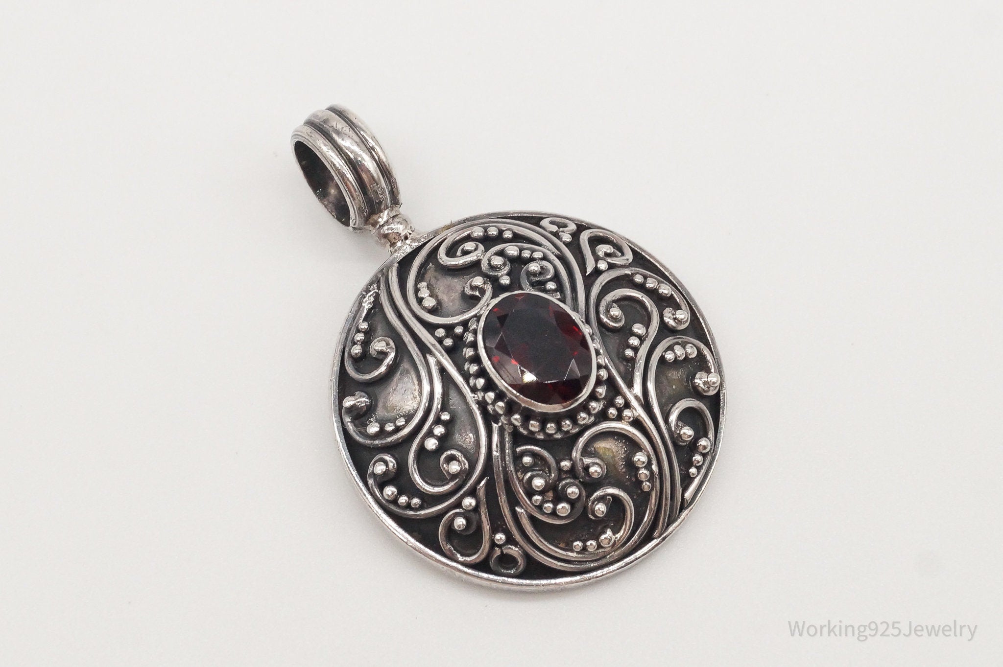 Large Designer BA Suarti Garnet Sterling Silver Pendant