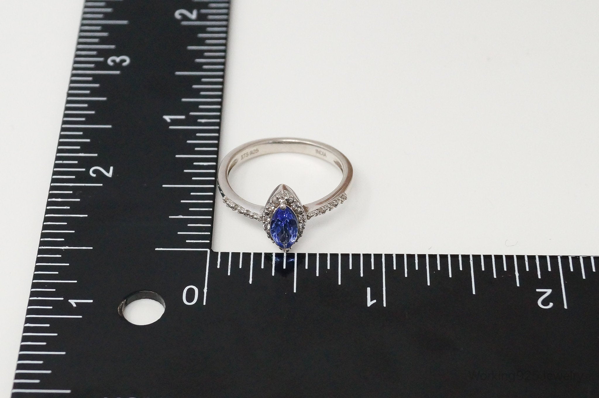 Vintage Iolite Cubic Zirconia Sterling Silver Ring Size 7