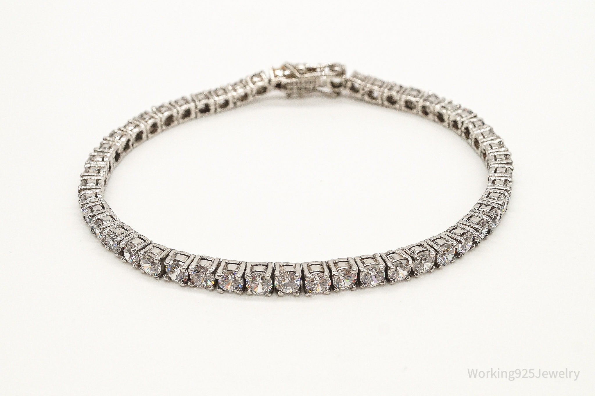 Vintage Classic Cubic Zirconia Sterling Silver Tennis Bracelet