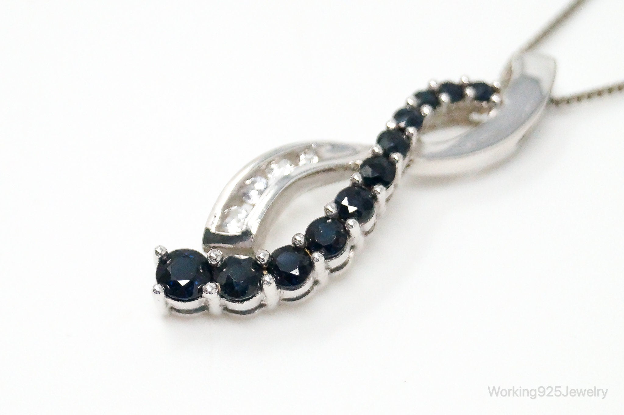 Sapphire Cubic Zirconia Sterling Silver Necklace