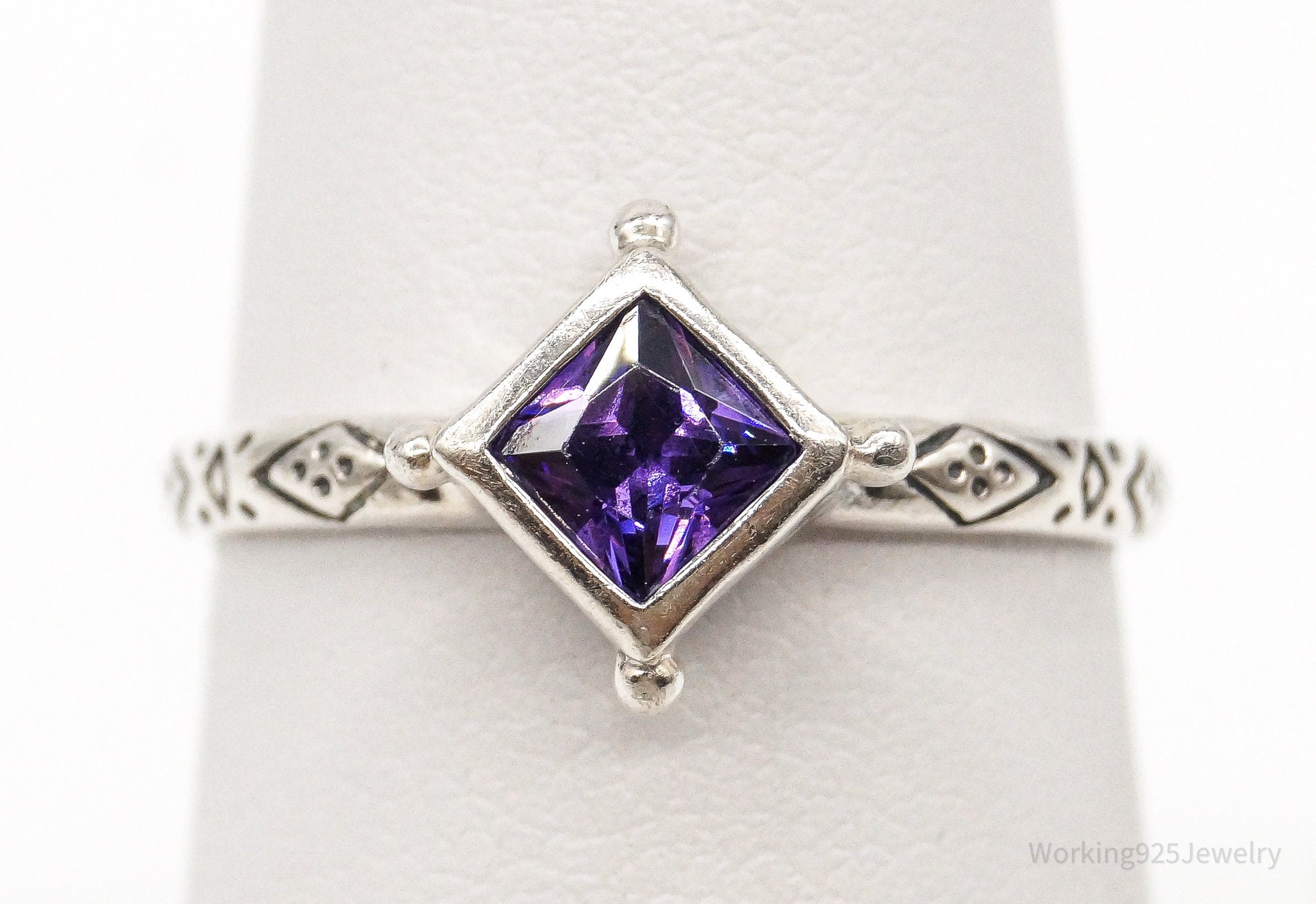 Designer Silpada Amethyst Sterling Silver Ring - Size 6.25