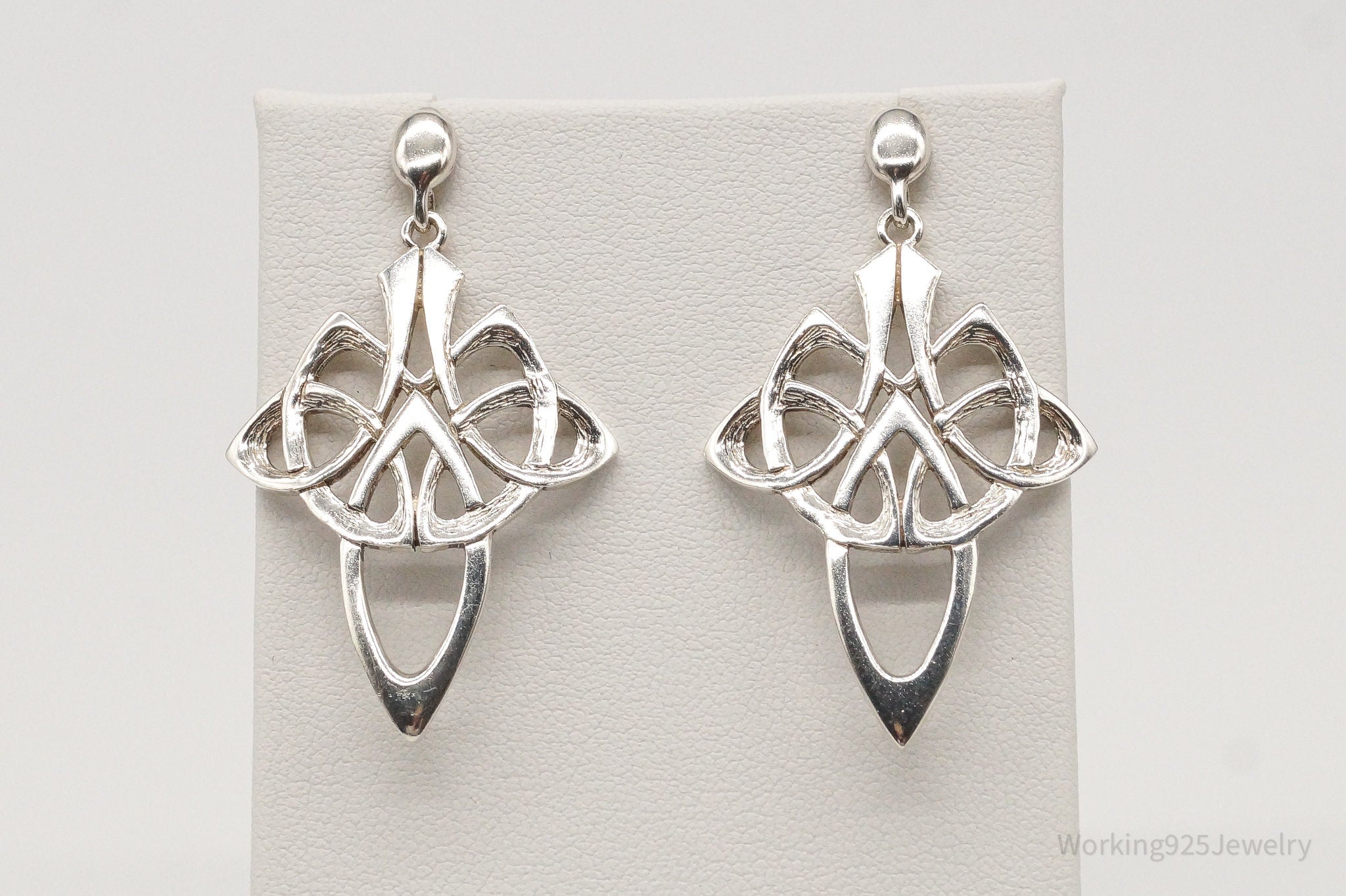 Vintage Celtic Knot Cross Sterling Silver Earrings