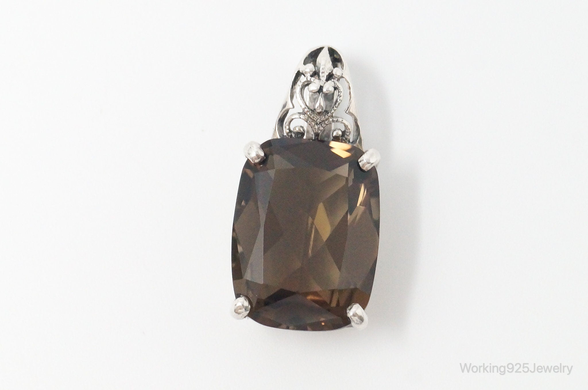 Vintage Designer CNA Large Smoky Topaz Sterling Silver Pendant