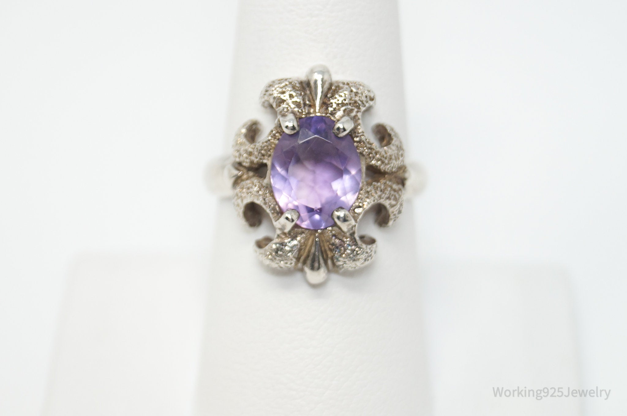 Vintage Designer Kabana KBN Amethyst Sterling Silver Ring - Sz 8