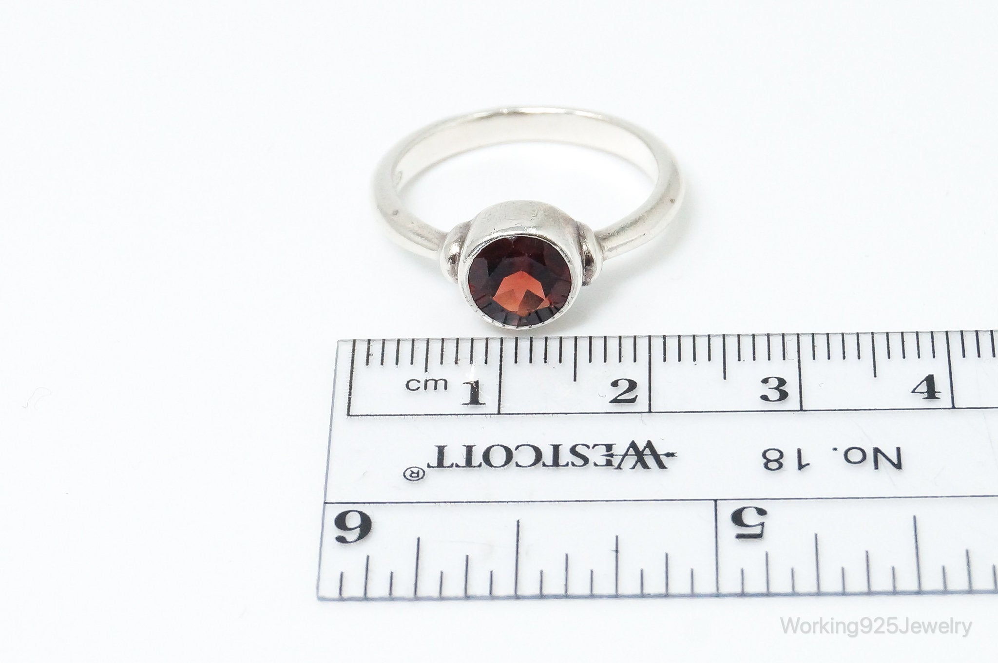 Vintage Designer Boma Garnet Sterling Silver Ring Set - SZ 8