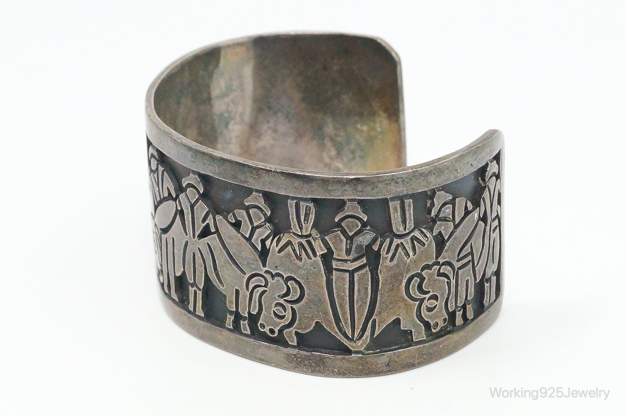 RARE Mexico Modernist Los Ballesteros Storyteller Sterling Silver Bracelet