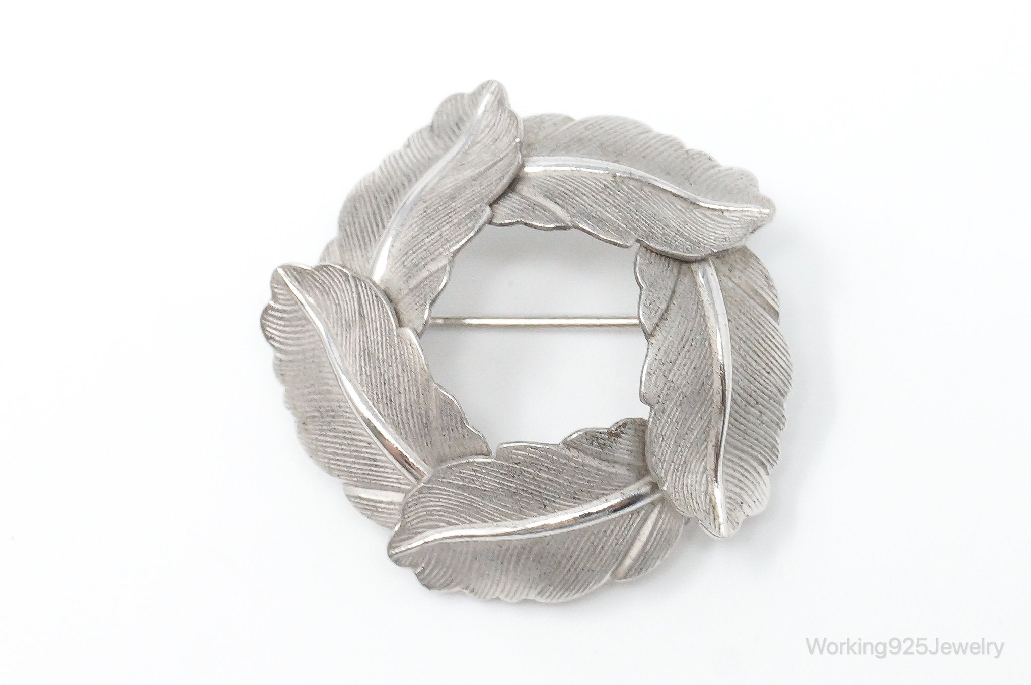 Vintage Designer Carl-Art Leaves Sterling Silver Brooch Pin