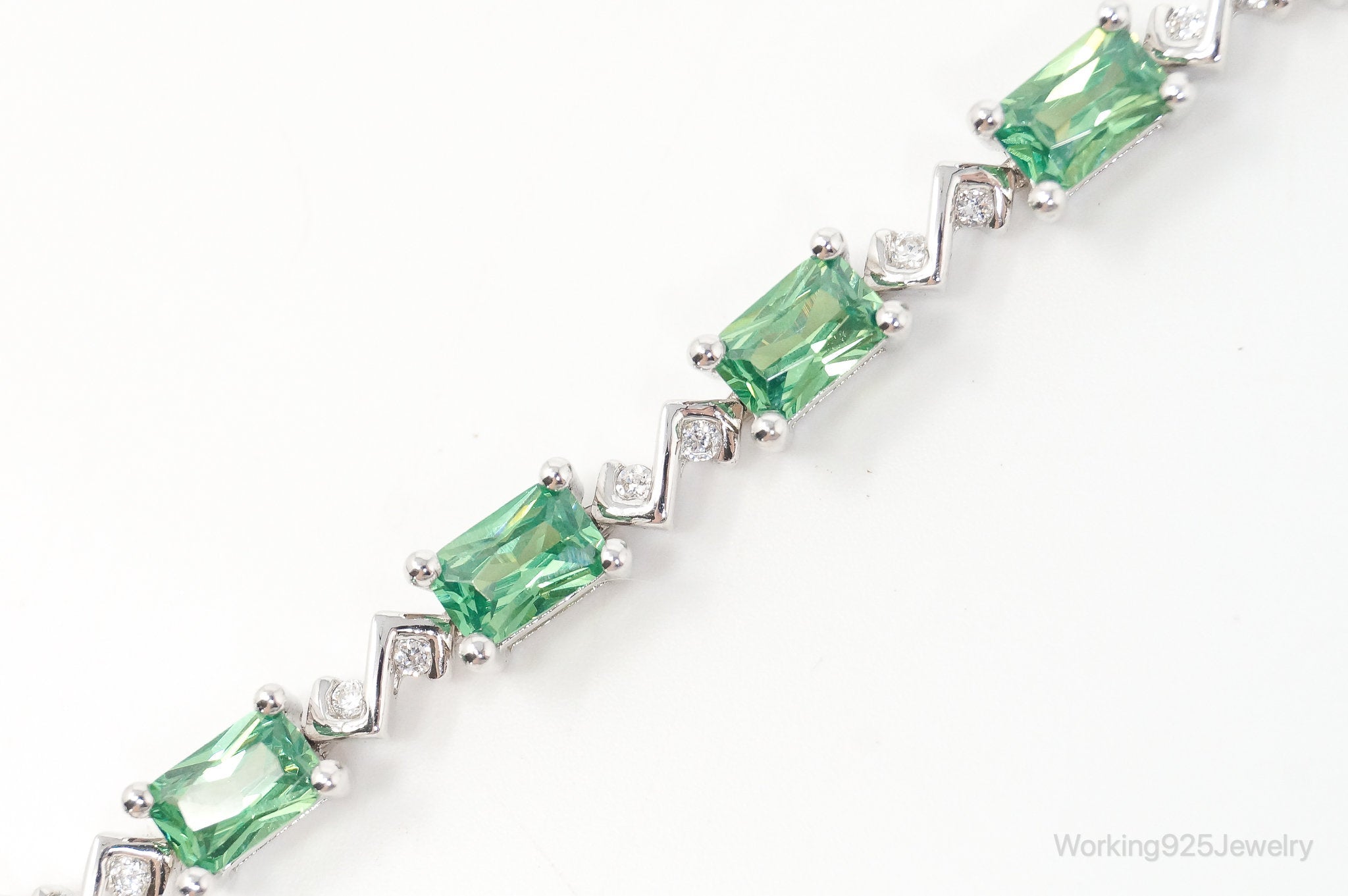 Vintage Green Mystic Topaz Cubic Zirconia Sterling Silver Bracelet