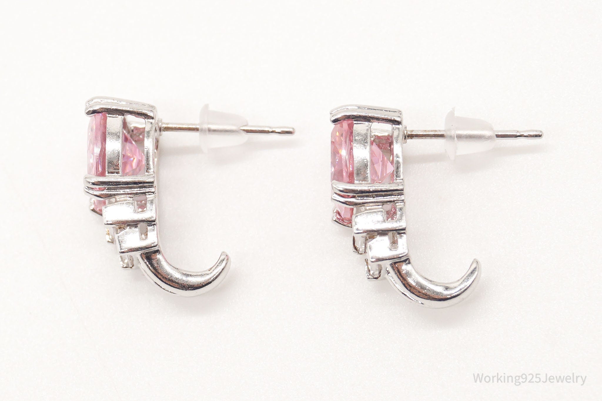 Ross Simons Pink & White Cubic Zirconia Sterling Silver Earrings