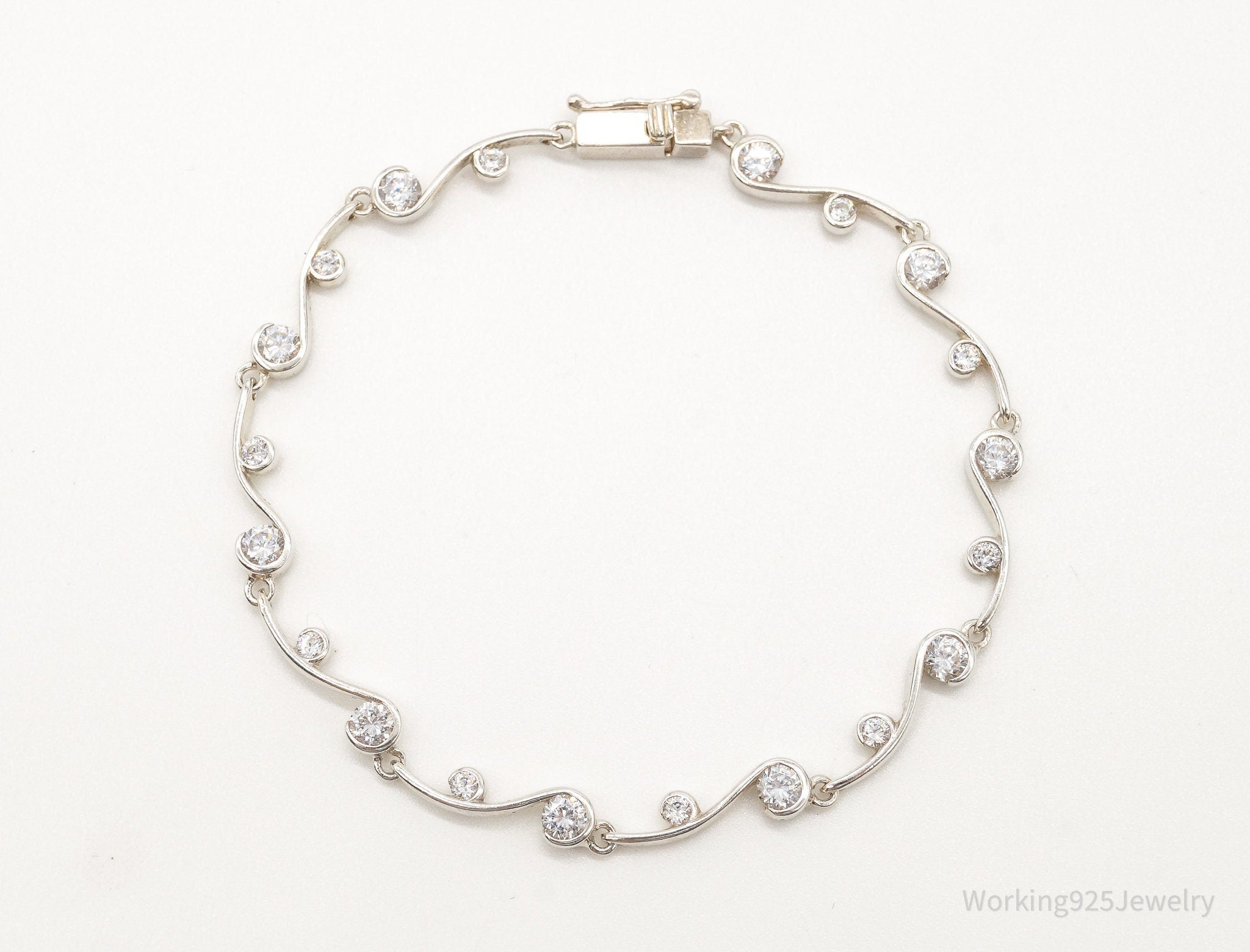 Vintage DQCZ Cubic Zirconia Sterling Silver Tennis Bracelet