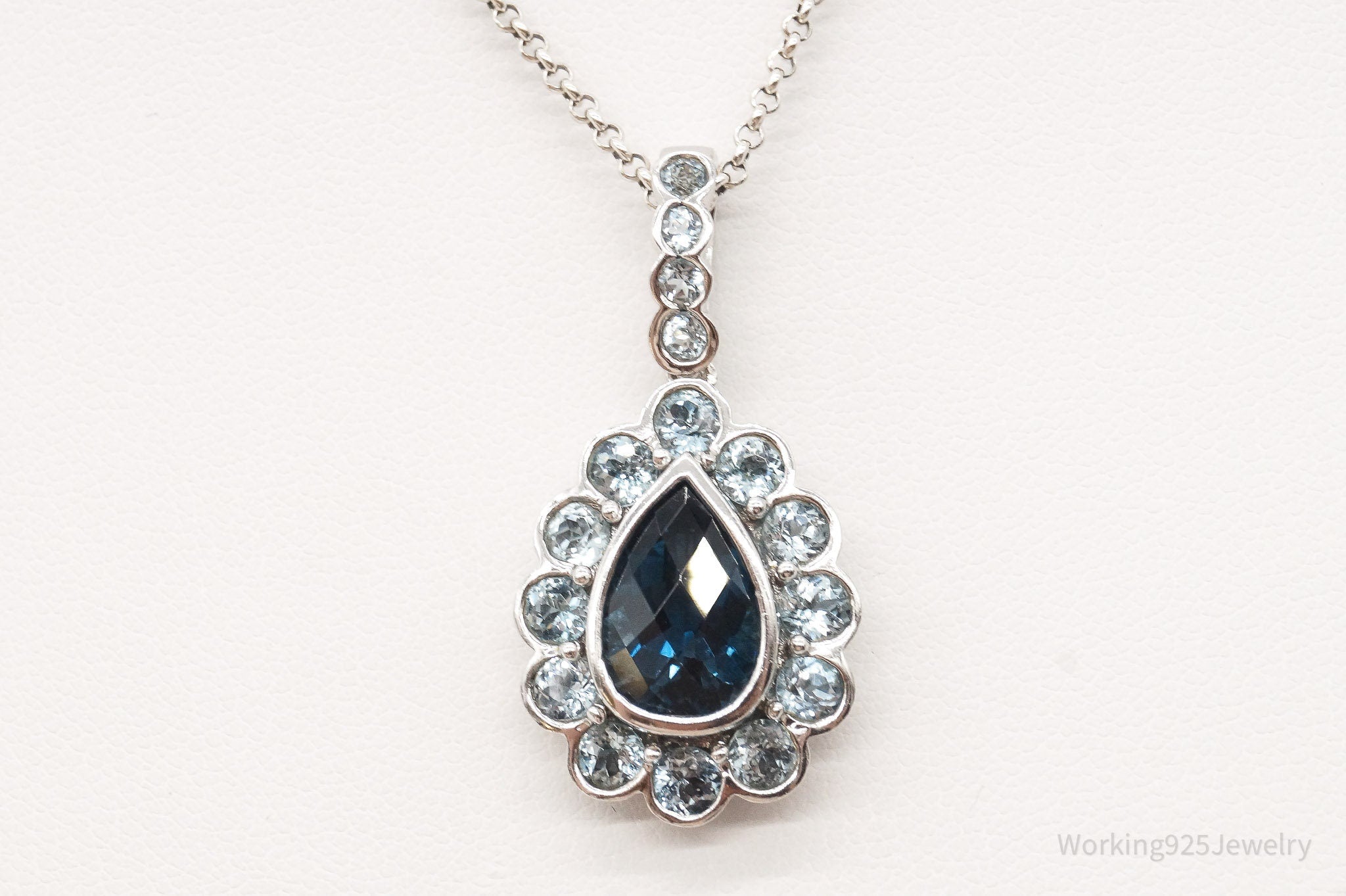 Vintage Blue Topaz Sterling Silver Necklace