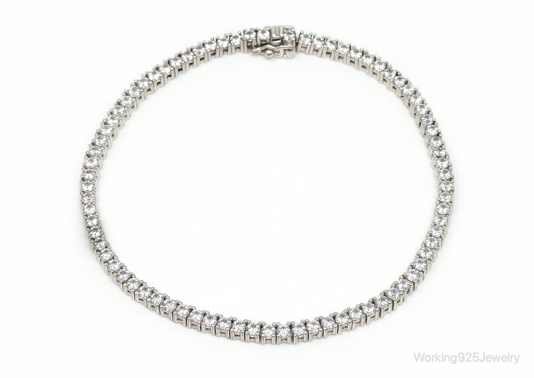 Vintage Cubic Zirconia Sterling Silver Tennis Bracelet