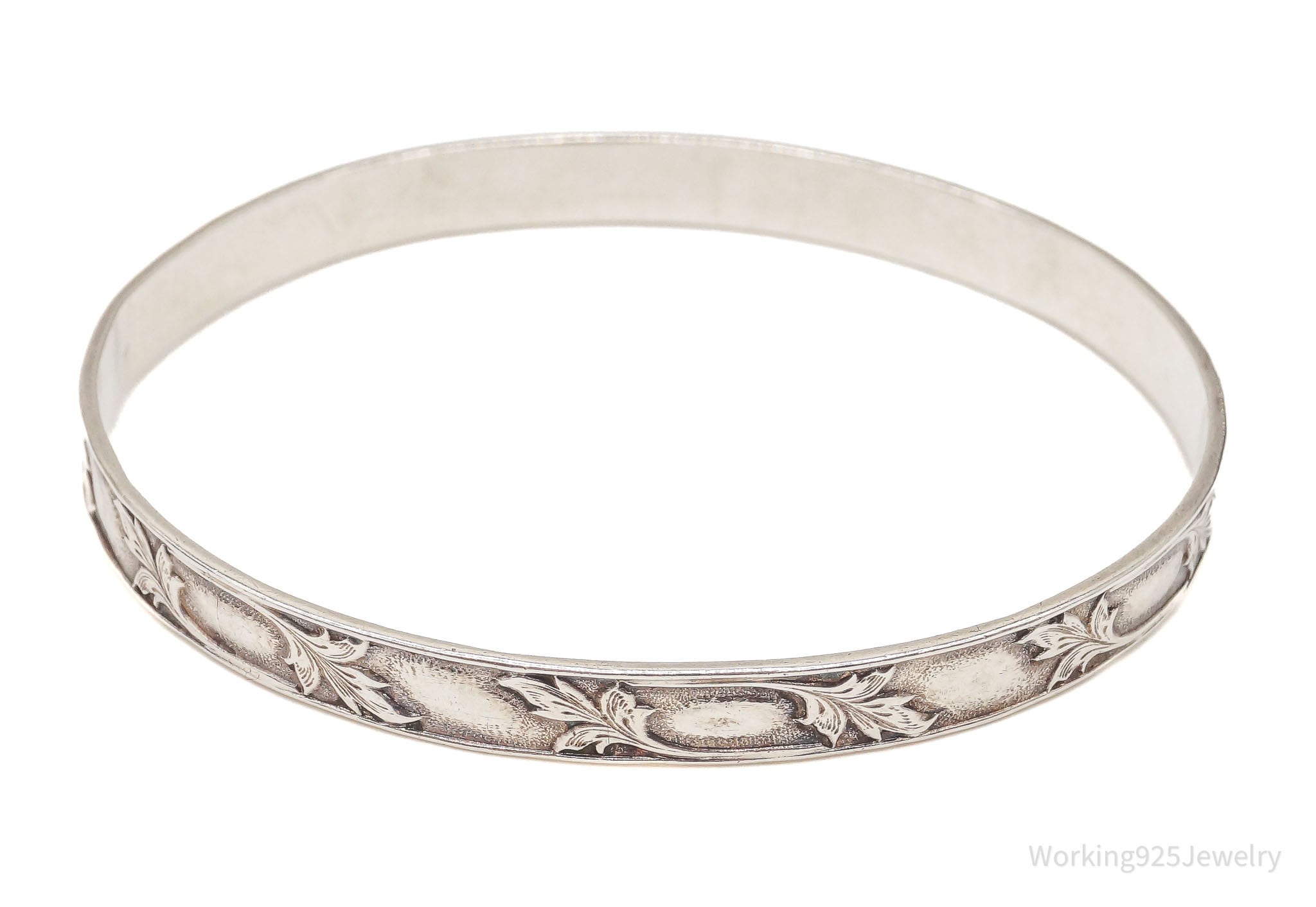 Antique Art Nouveau Sterling Silver Bangle Bracelet