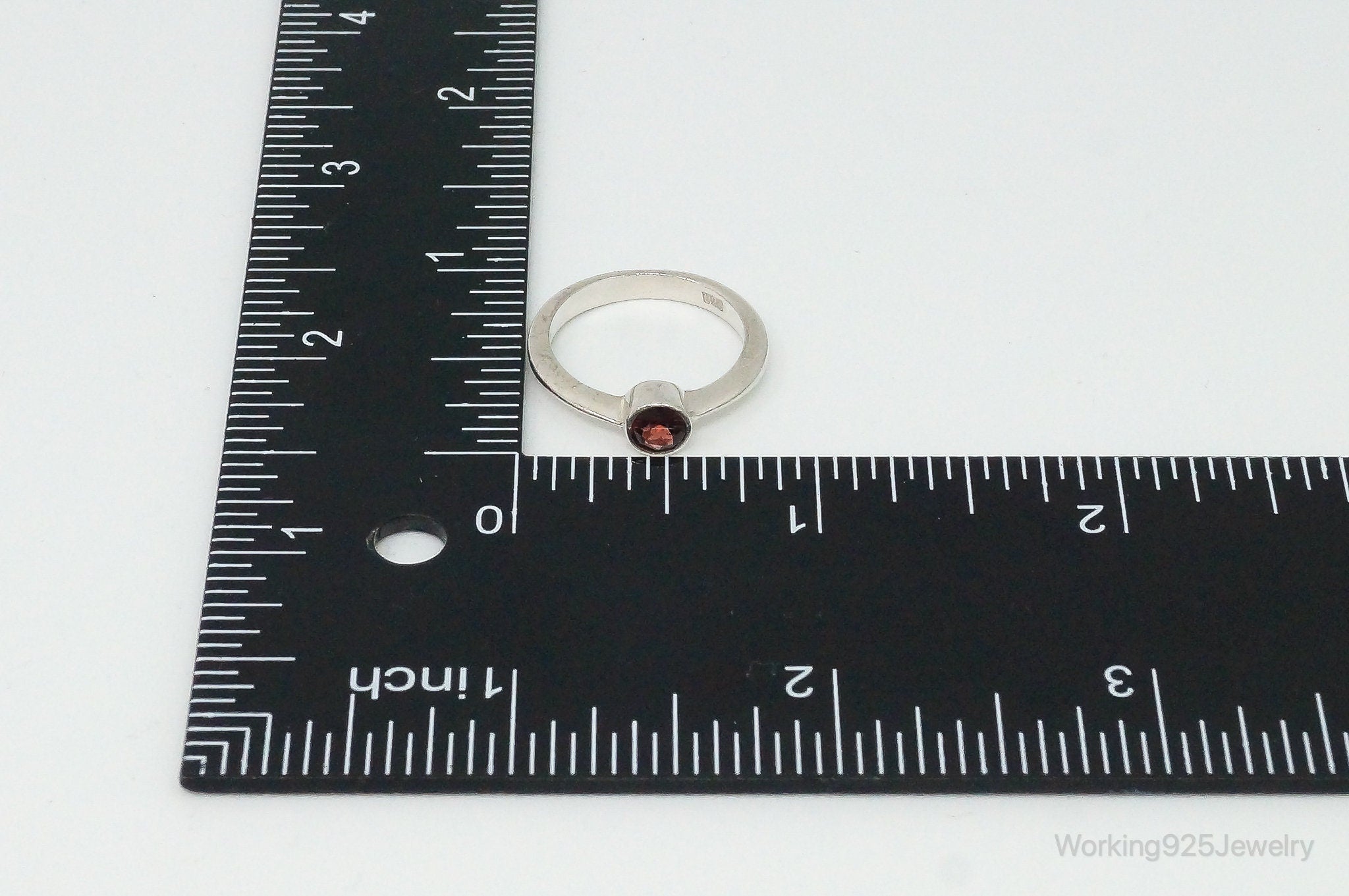 Vintage Garnet Sterling Silver Ring Size 6.75