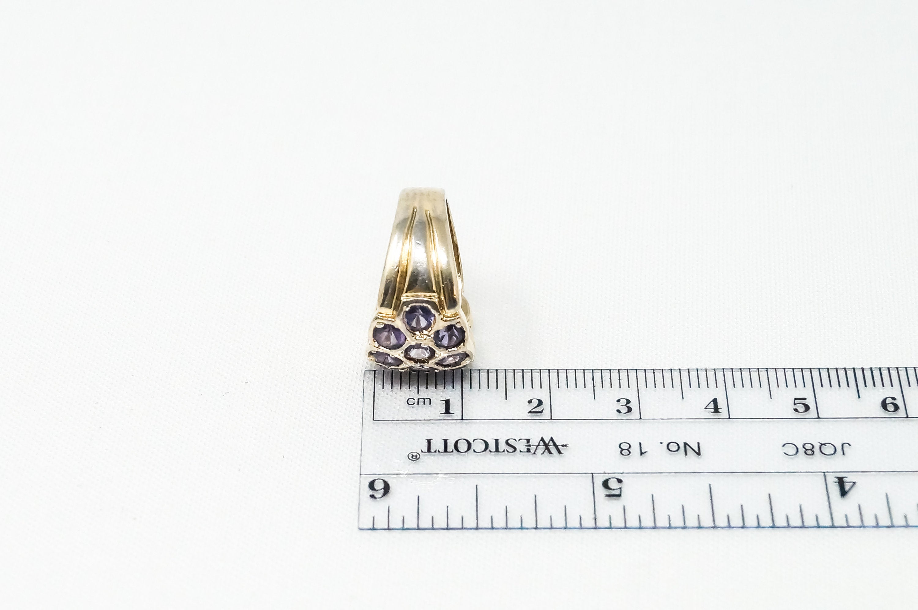 Vintage Art Deco Amethyst Gold Vermeil Sterling Silver Ring - Sz 5 -784241332