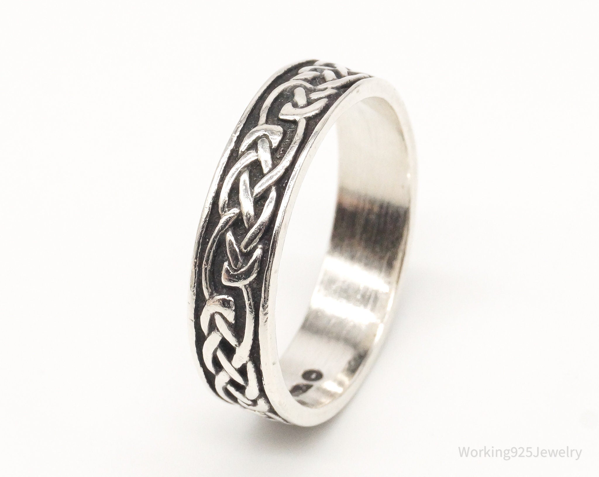 Vintage Designer WMCO Celtic Knot Design Sterling Silver Band Ring - Size 13.75