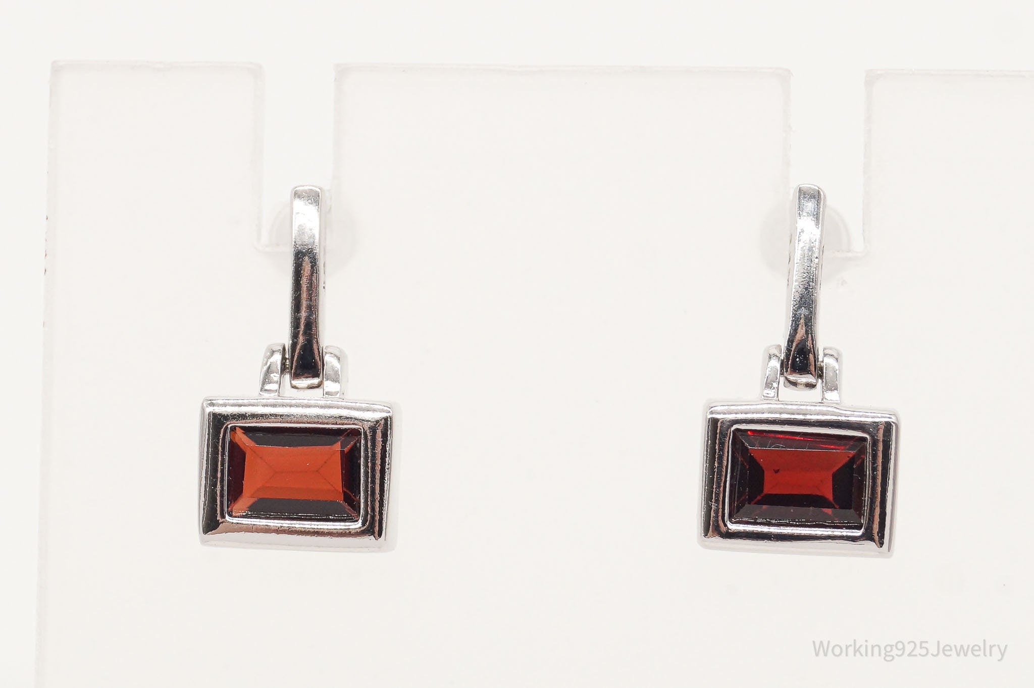 Vintage Garnet Sterling Silver Earrings