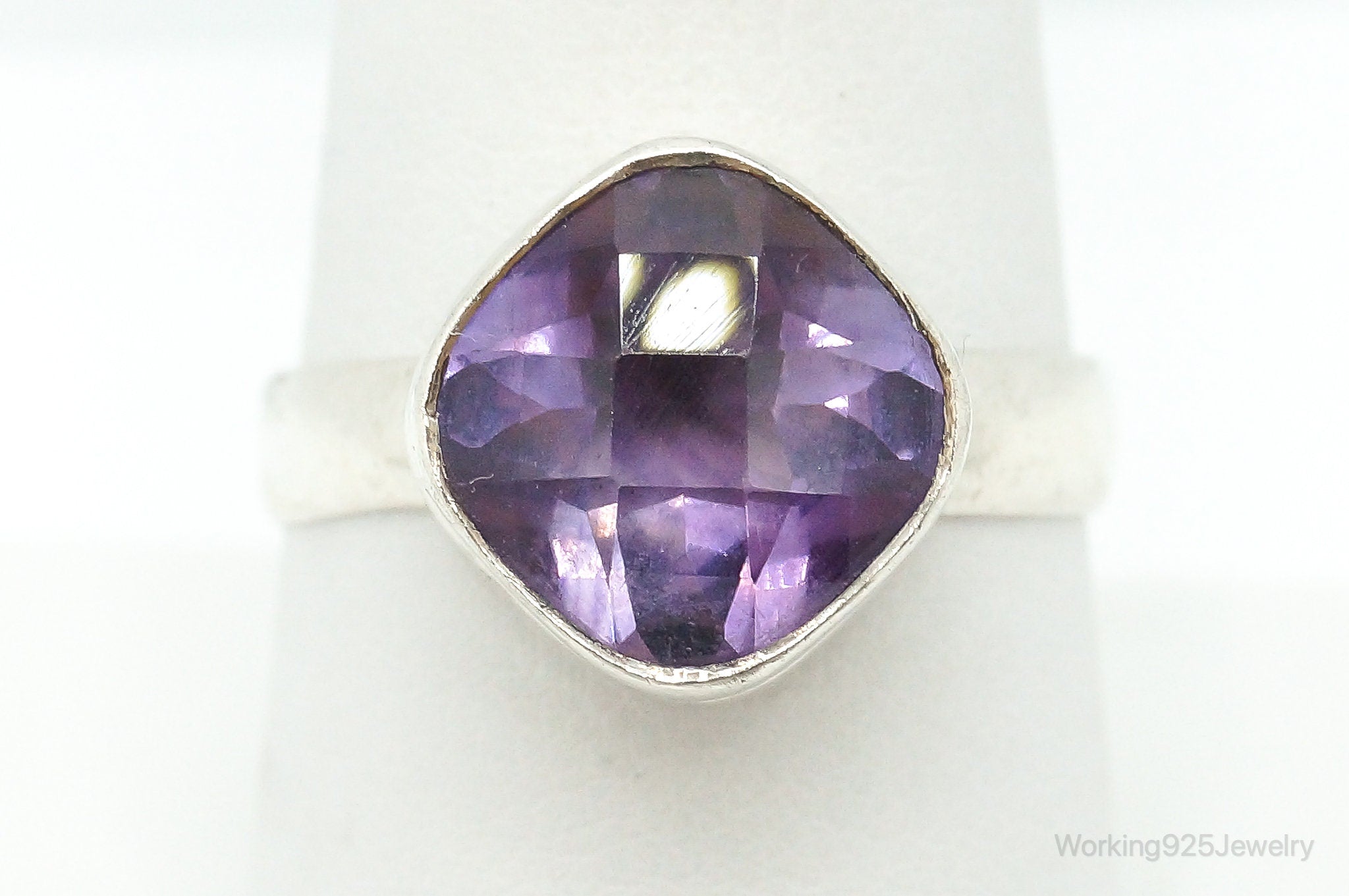 Vintage Amethyst Sterling Silver Ring - Size 8.25