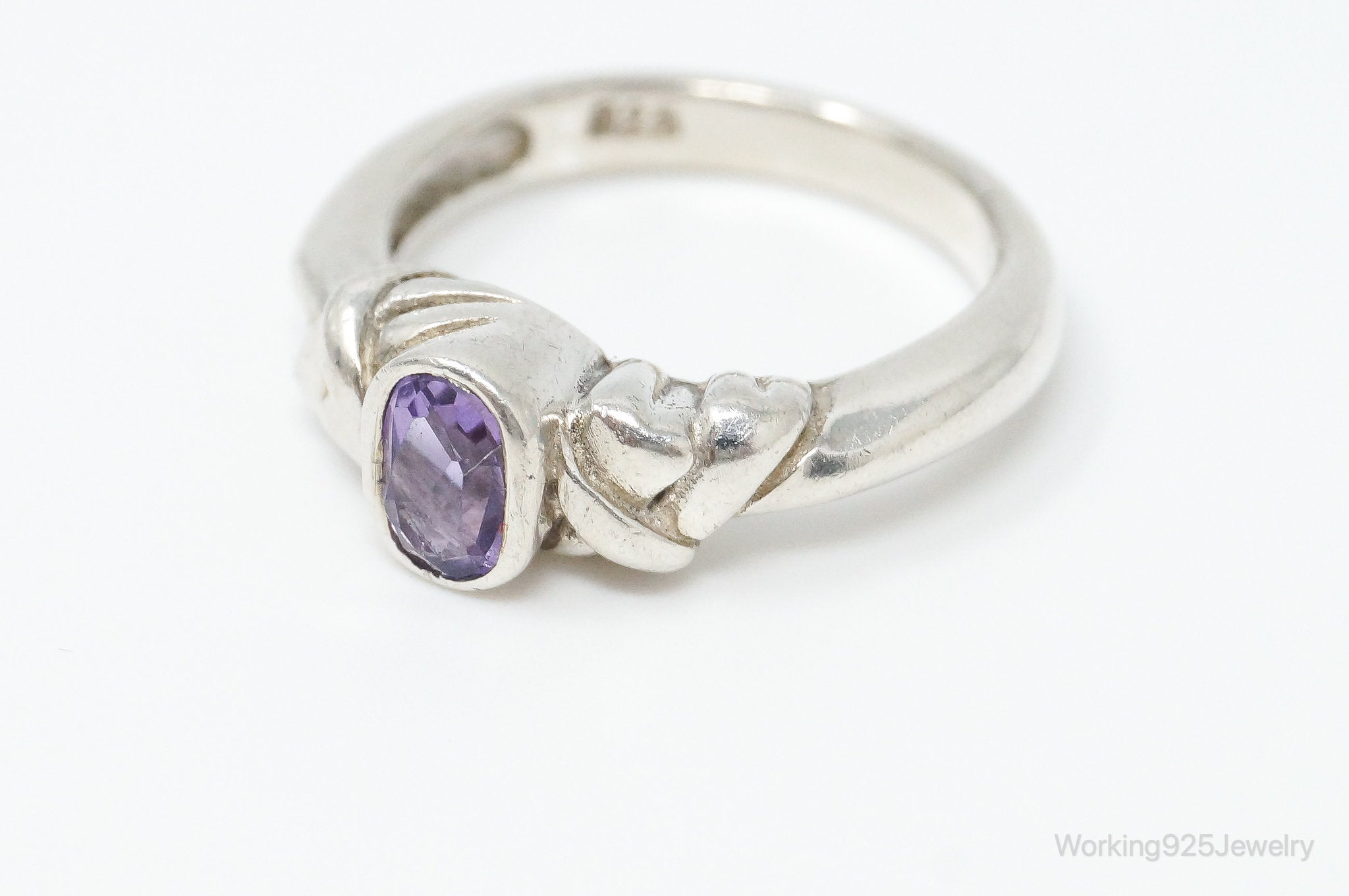 Vintage Amethyst Sterling Silver Ring - Size 4.75