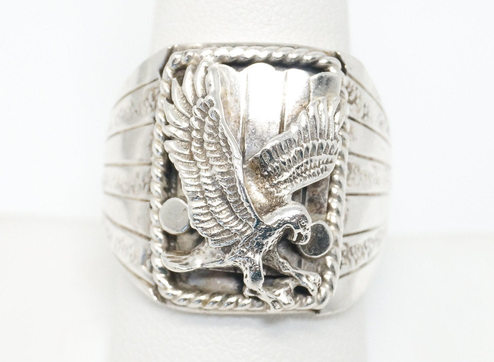 Vintage Handmade Native American S Ray Eagle Sterling Silver Ring Size 9