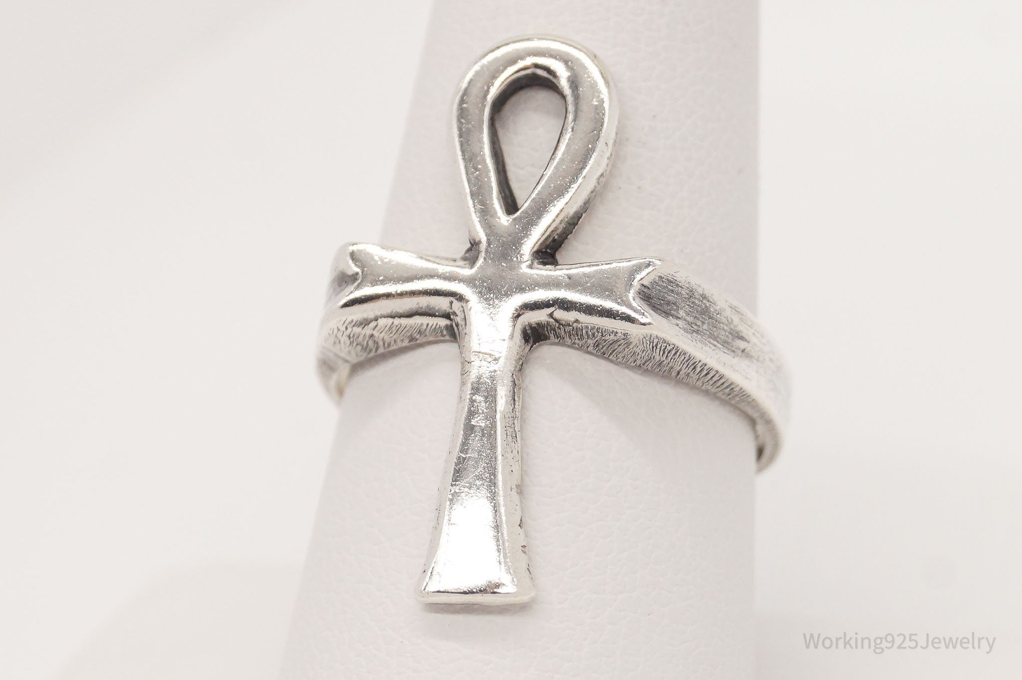 Vintage Ankh Cross Sterling Silver Egyptian Ring Size 9.5