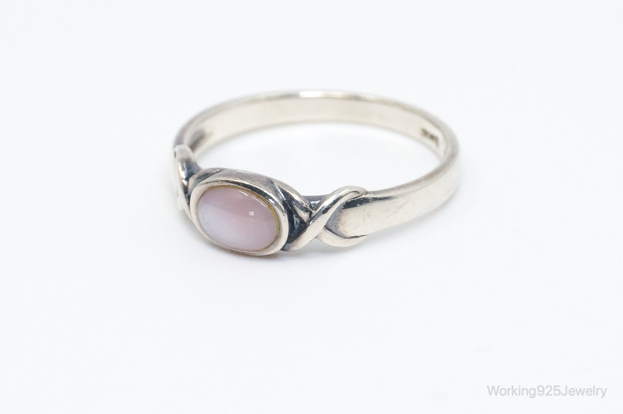 Designer BOMA Pink Mother Of Pearl Sterling Silver Ring - SZ 8