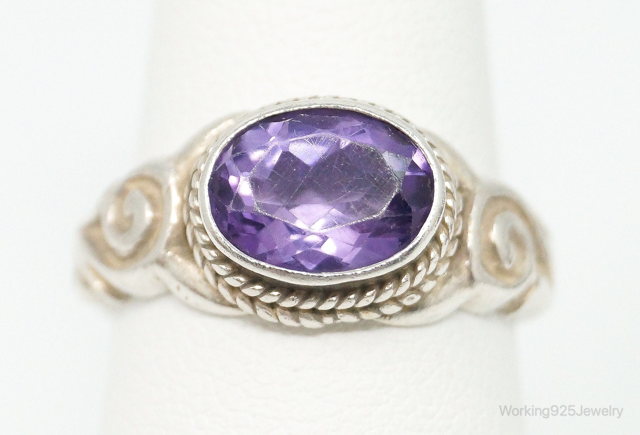 Vintage Amethyst Sterling Silver Ring Size 7