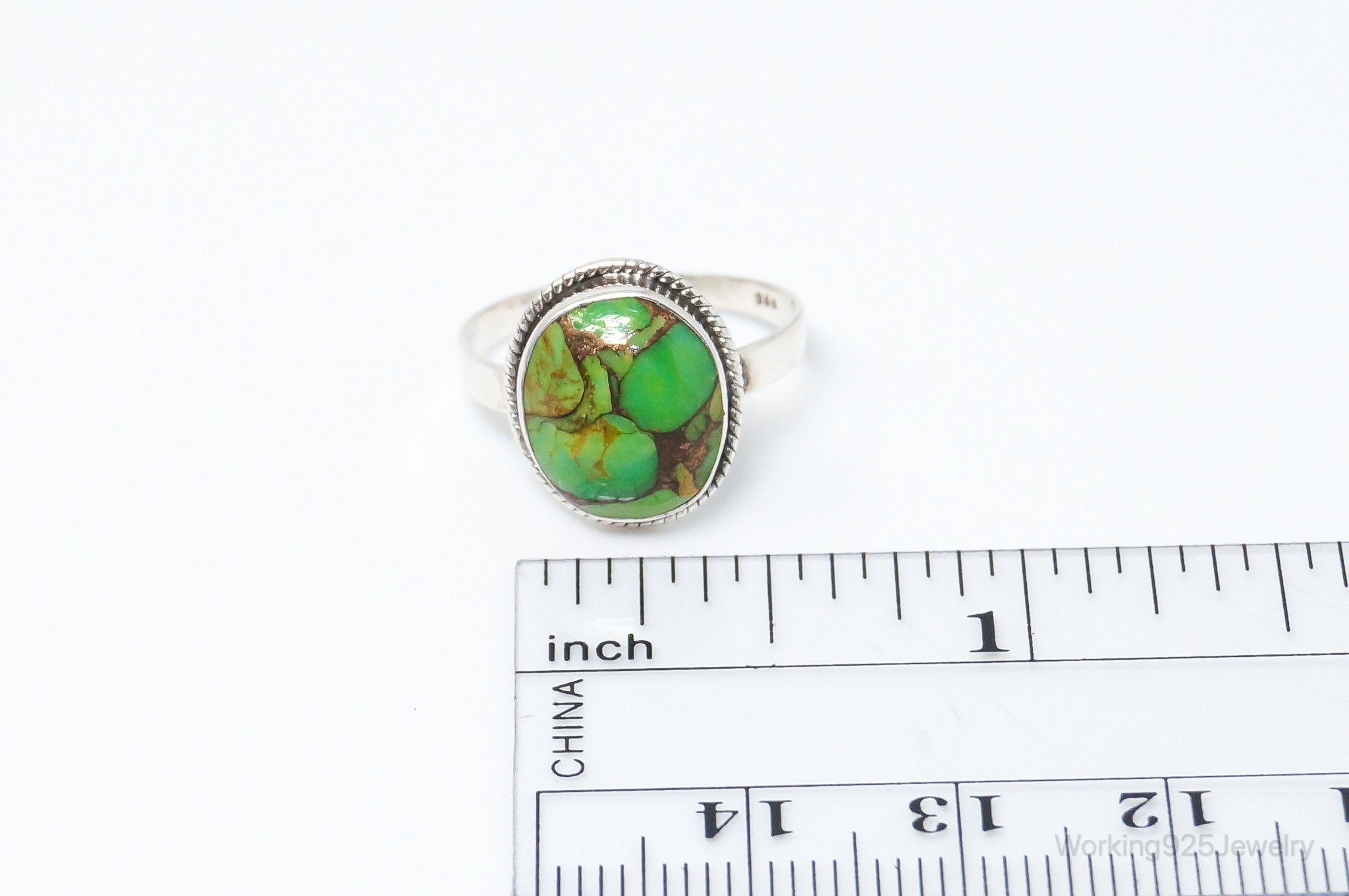 VTG Native American Unsigned Green Turquoise Sterling Silver Ring SZ 6.5