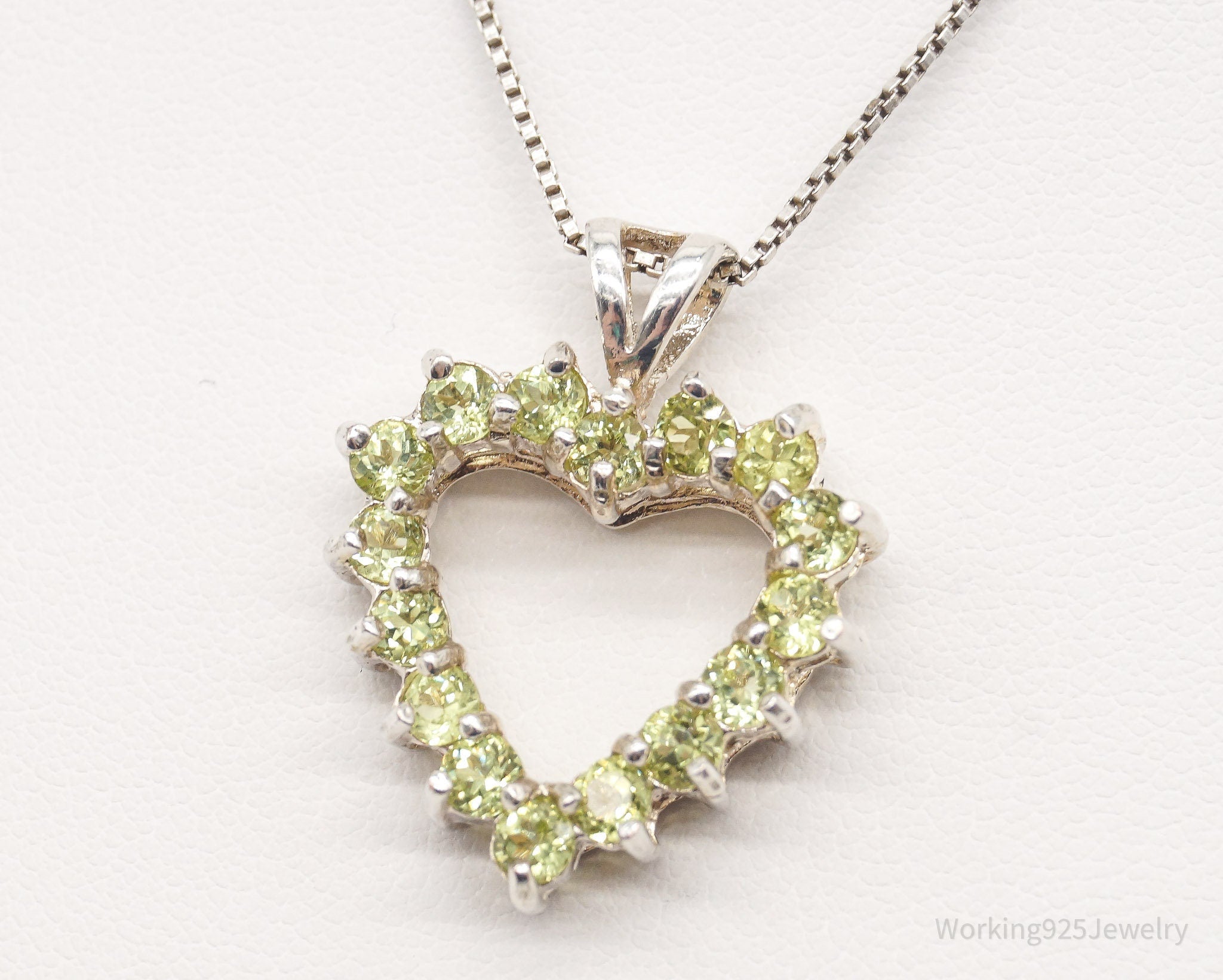 Vintage Designer DBJ Heart Peridot Sterling Silver Necklace