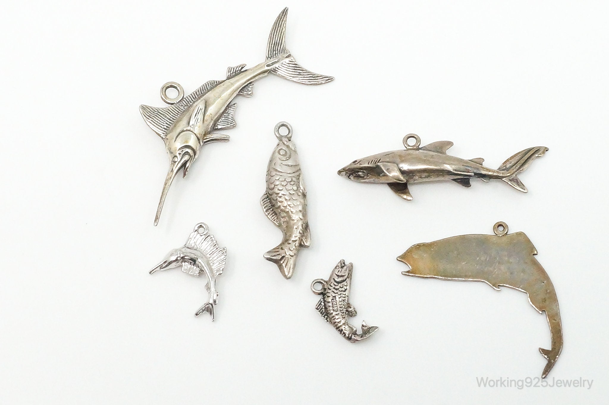 Vintage Antique Ocean Sea Life Sterling Silver Charms Lot