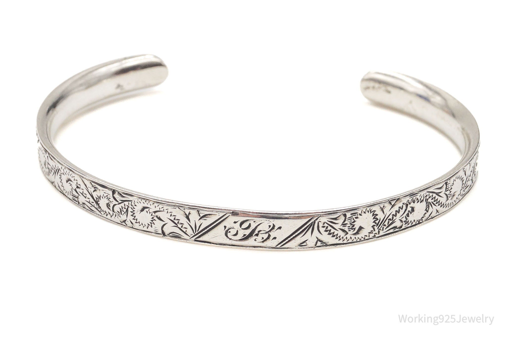 Antique Letter "B" Art Nouveau Sterling Silver Bracelet