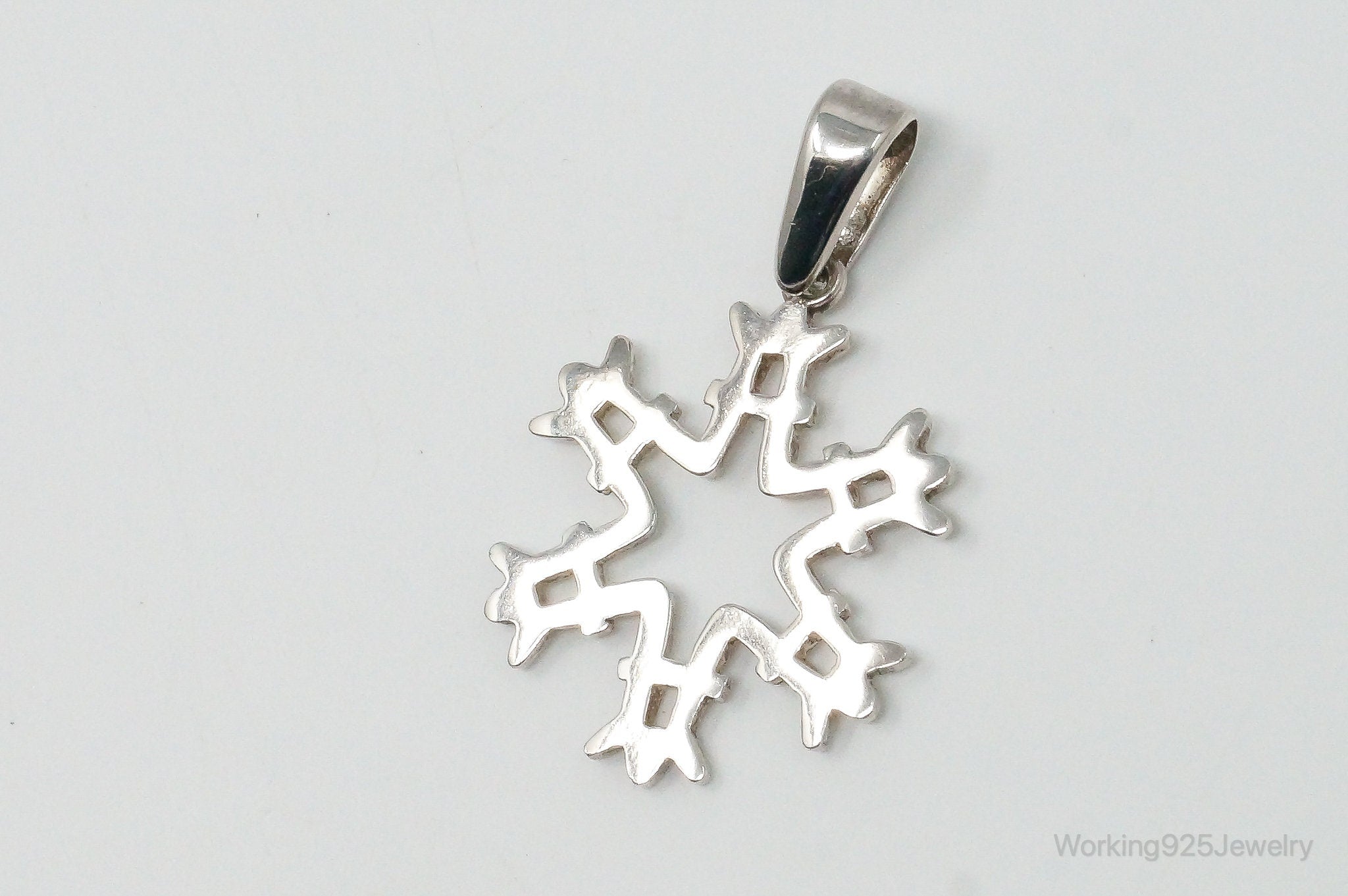 Large Vintage Mexico Snowflake Sterling Silver Pendant