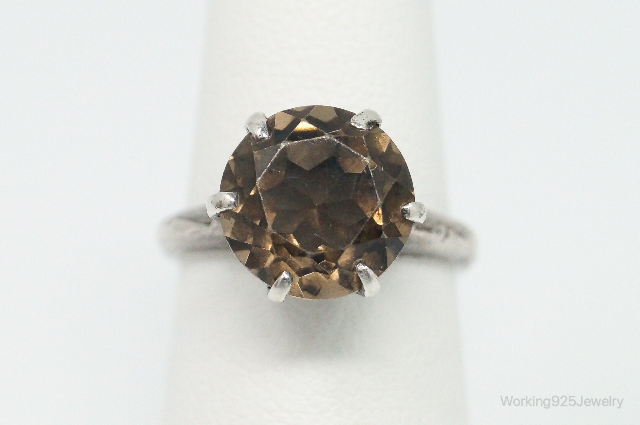 Antique Smoky Topaz Sterling Silver Ring - Size 5.25