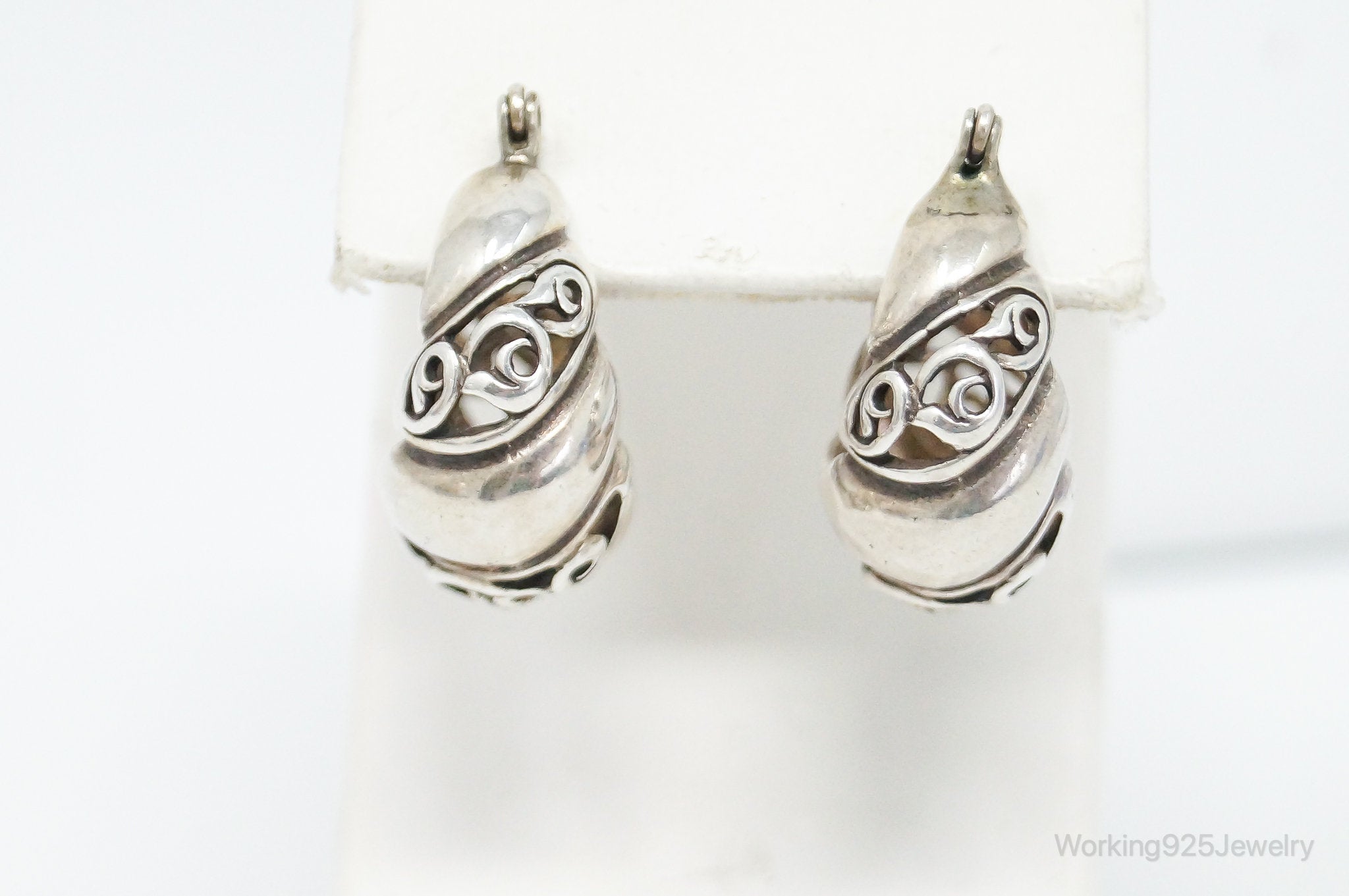 Vintage Bali Inspired Scroll Sterling Silver Earrings