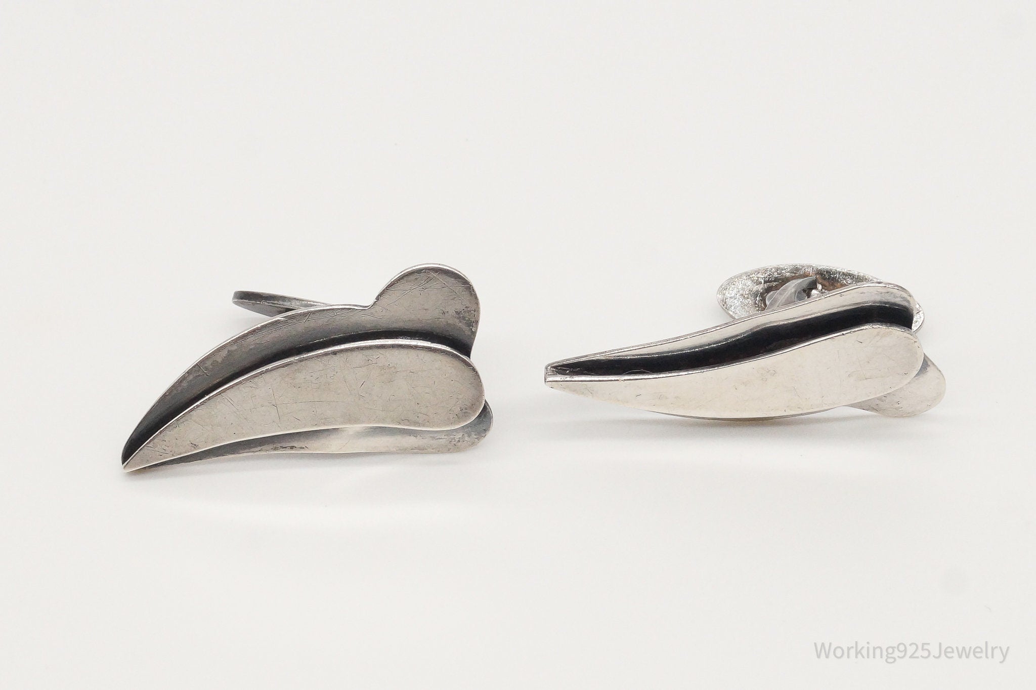 Rare Vintage Denmark Modernist Hermann Siersbol Sterling Silver Cufflinks