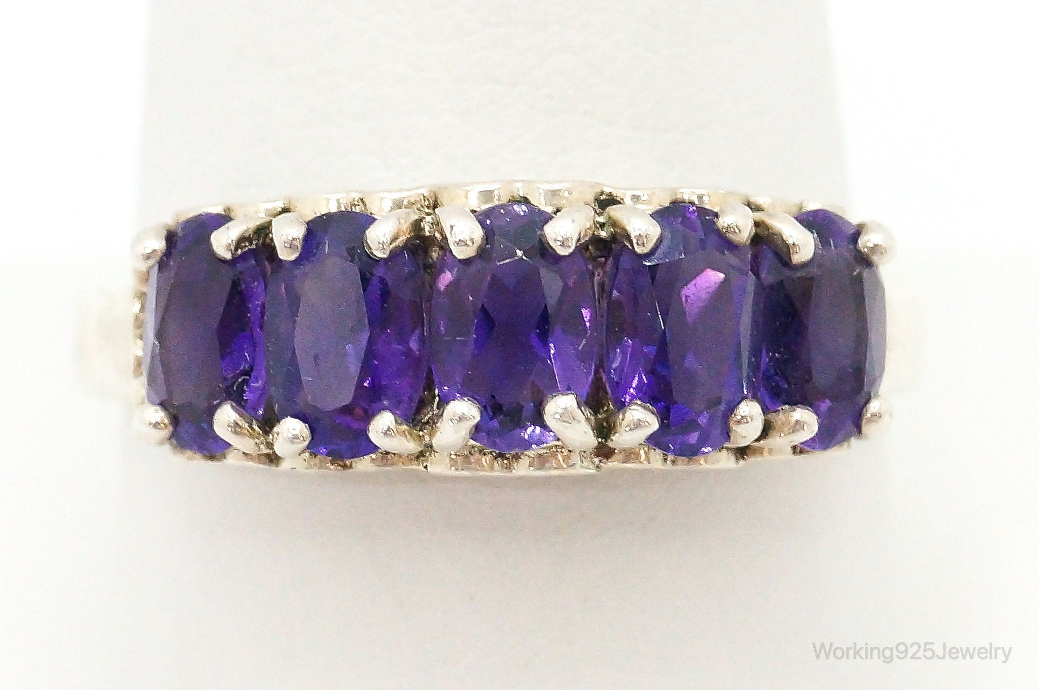 Vintage Designer CNS Amethyst Sterling Silver Ring - Size 9.75