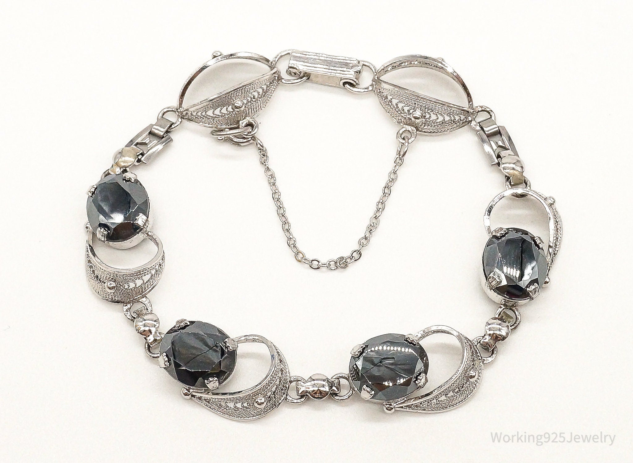 Antique Hematite Sterling Silver Bracelet