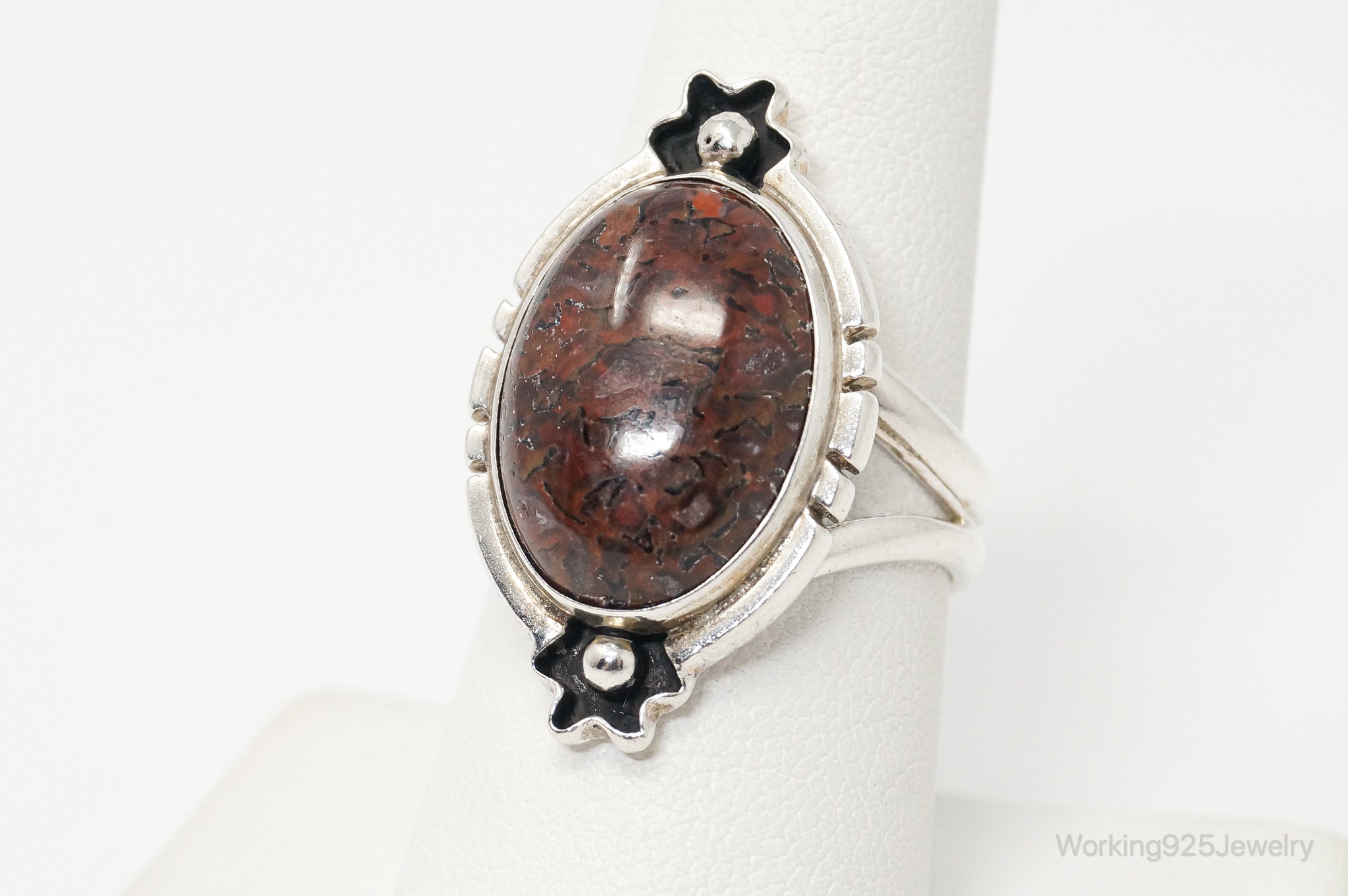 Vintage Designer Desert Rose Trading DTR Red Jasper Sterling Silver Ring - 8