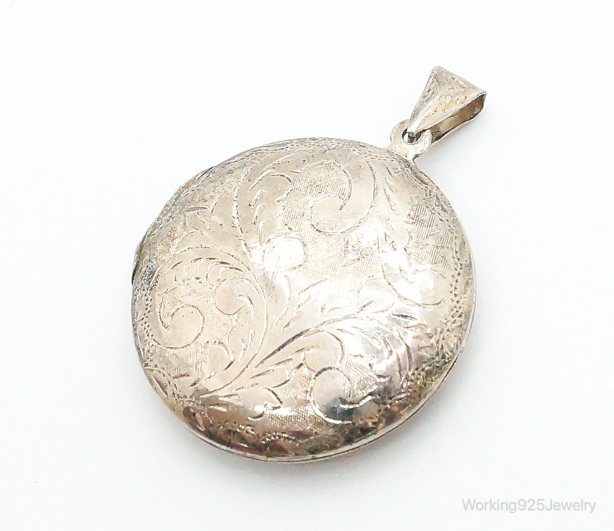 Antique Sterling Silver Secret Picture Locket Necklace Pendant