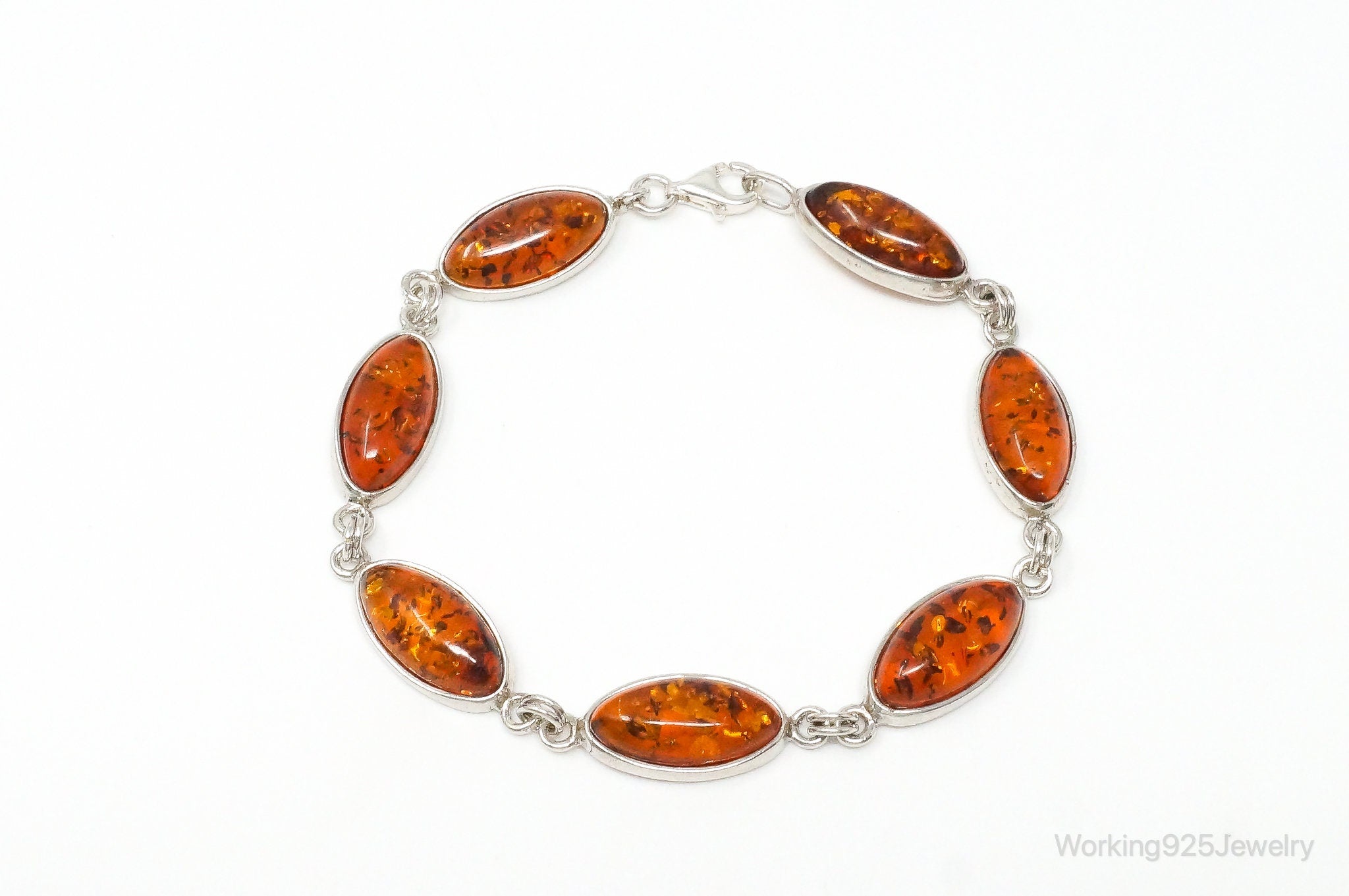 Vintage Baltic Amber Sterling Silver Bracelet