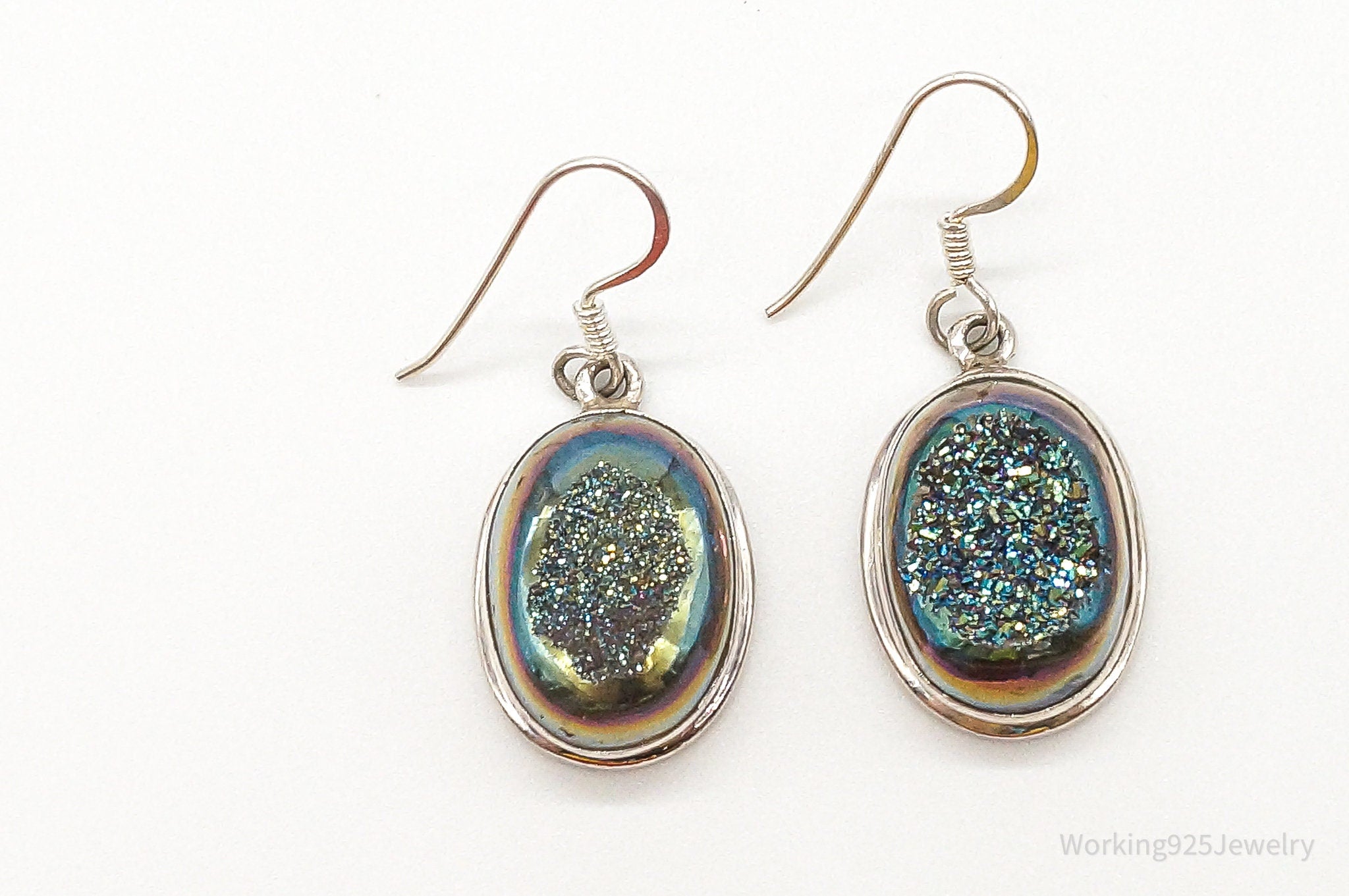 Vintage Druzy Quartz Sterling Silver Earrings