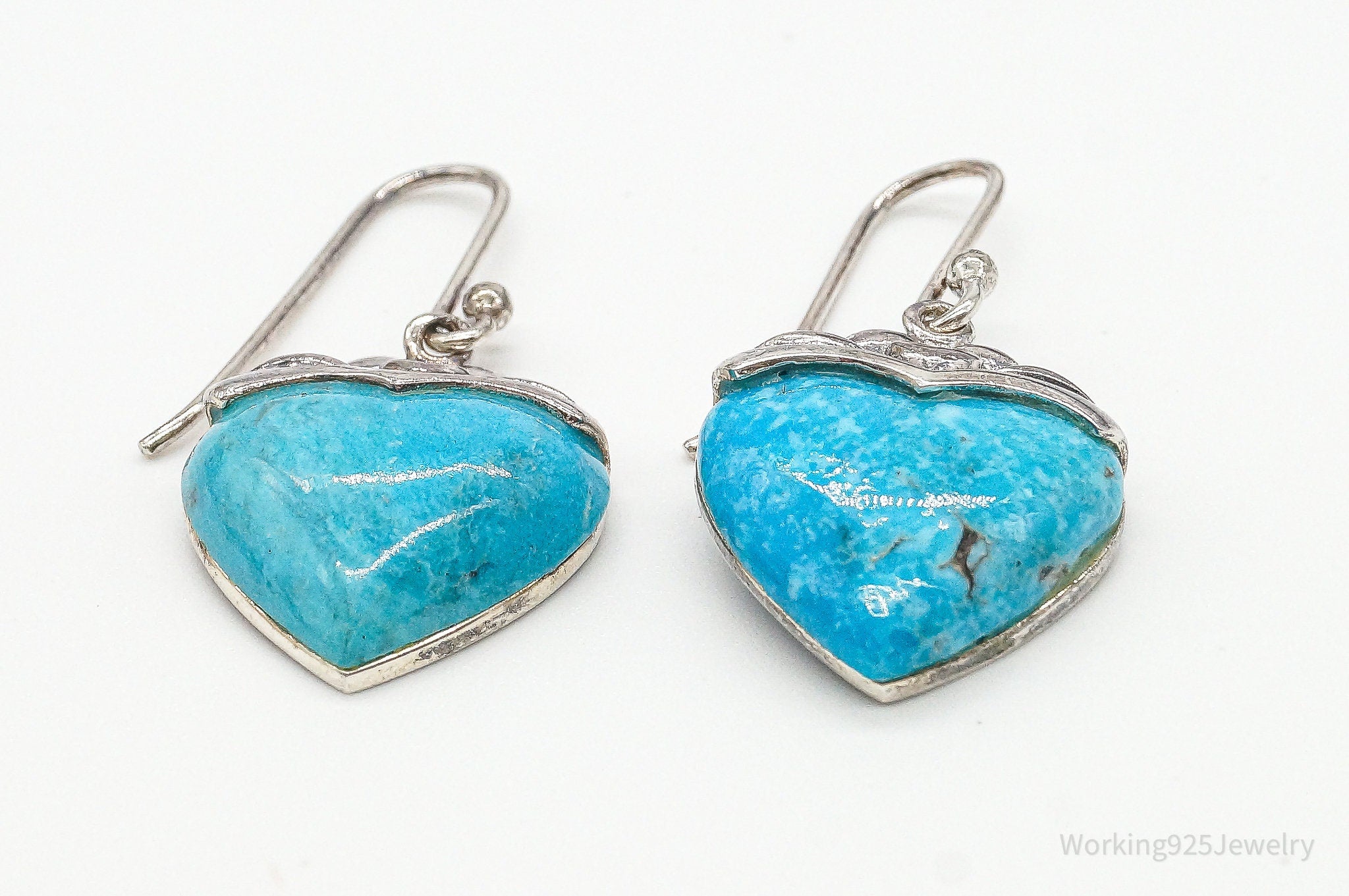 Designer SX Turquoise Hearts Sterling Silver Earrings