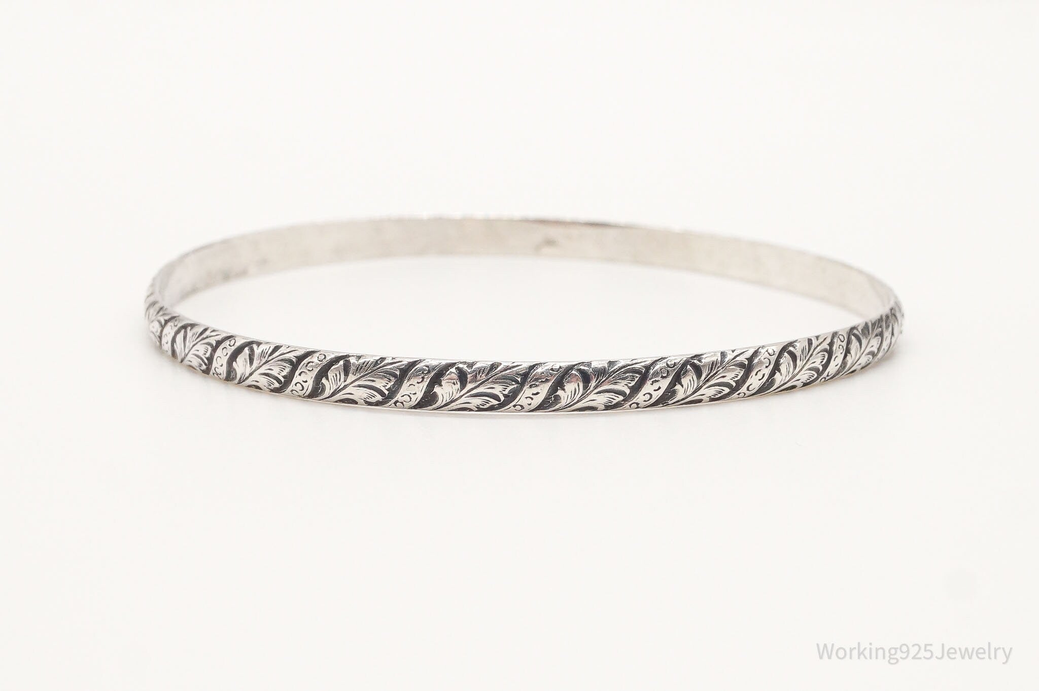 Antique Art Nouveau Sterling Silver Bangle Bracelet